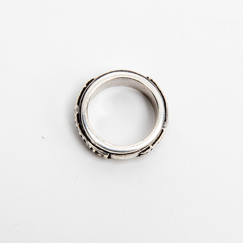 Silver Buddhist Mantra Spinner Ring、mySite、topwebapps