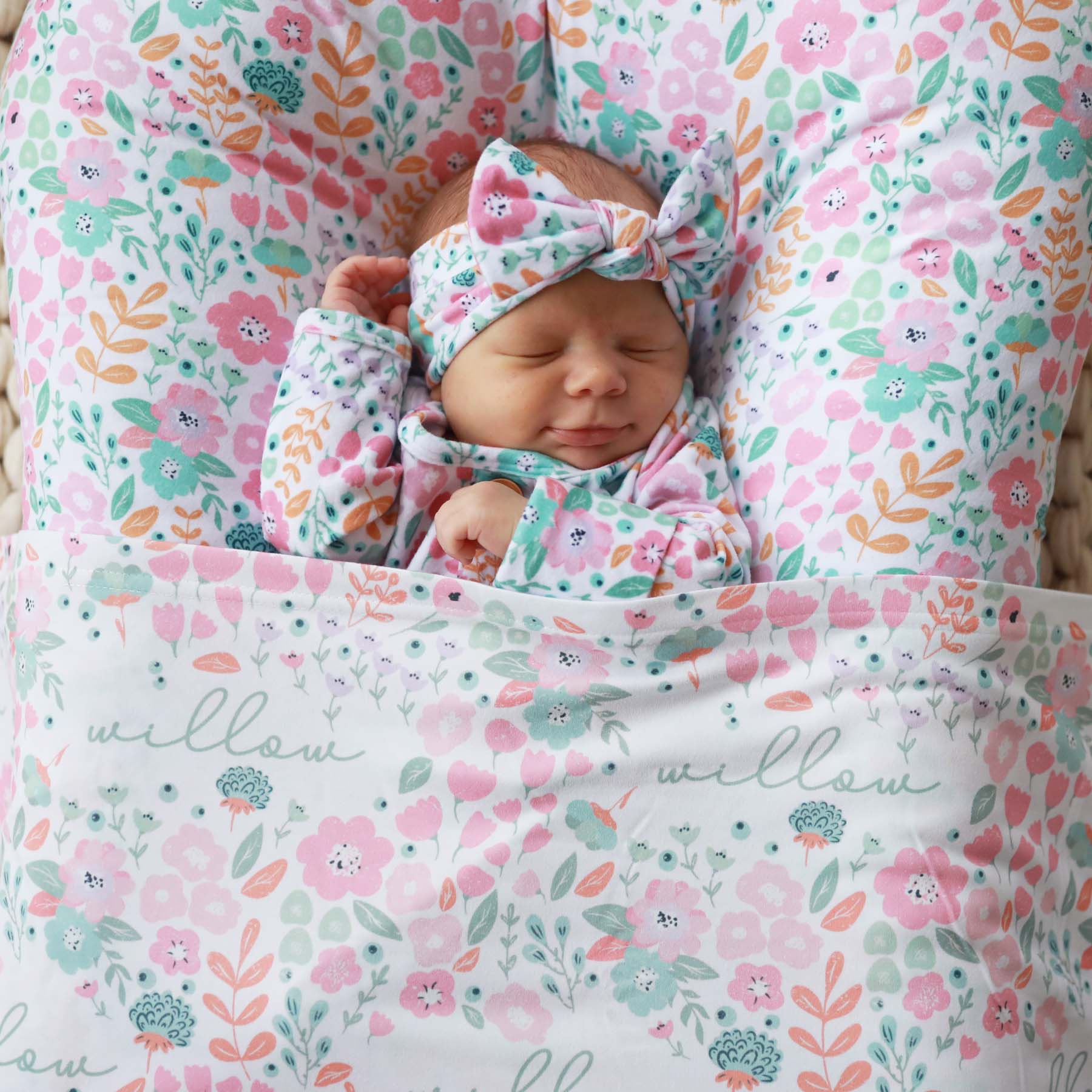  Willow's Whimsy Floral Personalized Swaddle Blanket、mySite、layawaytickets
