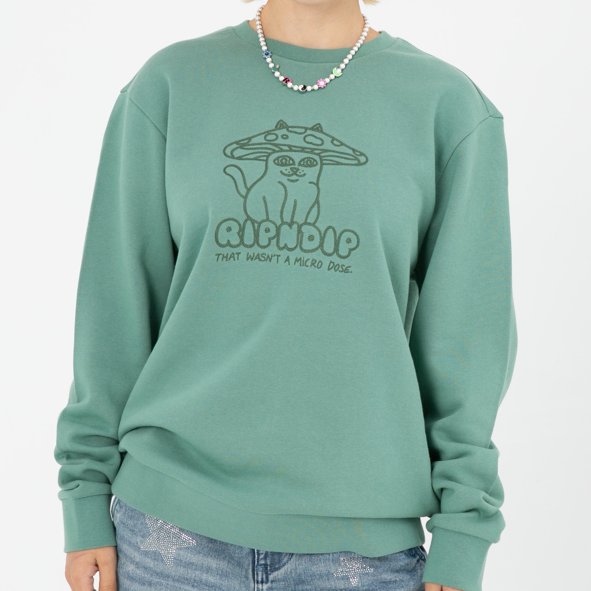  Shroom Cat Crewneck Sweater (Pine)、mySite、merchandisen