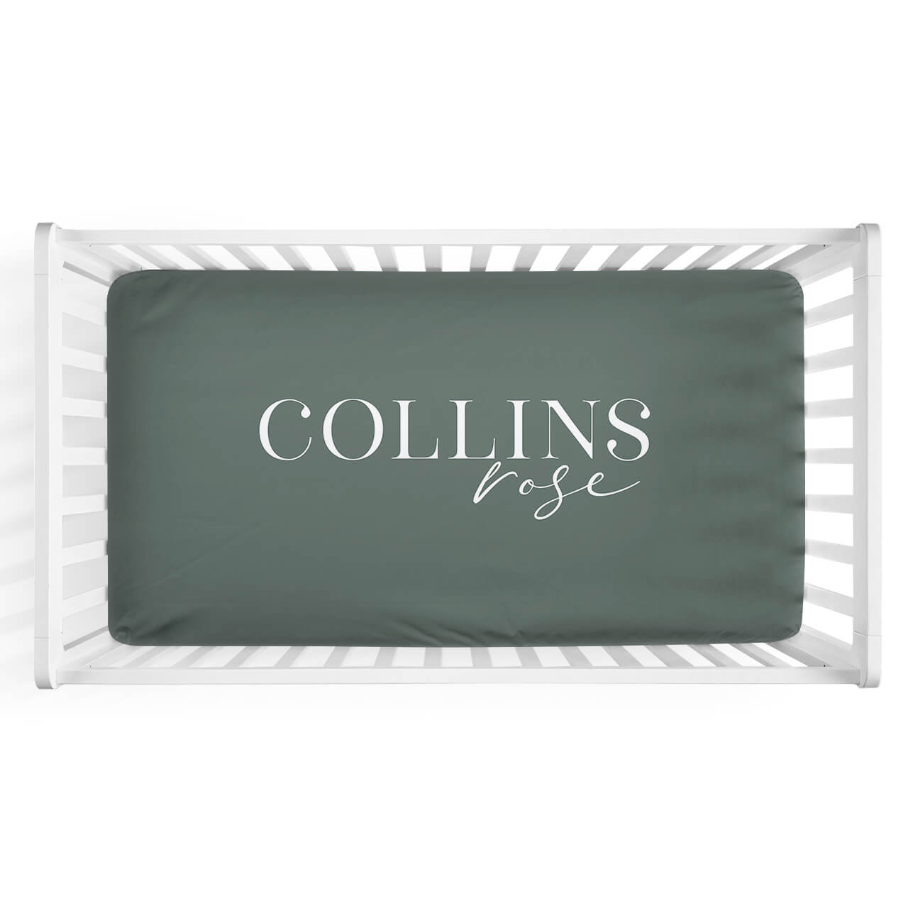  Personalized Crib Sheet in Emerald Green | Modern Font Duo、mySite、layawaytickets