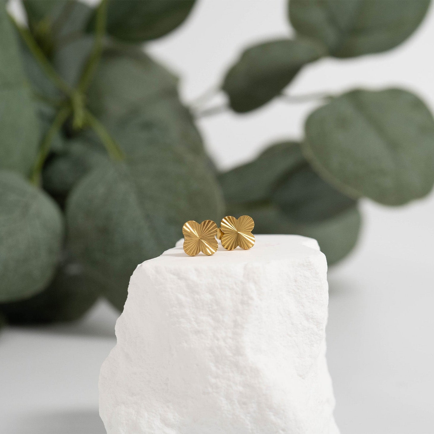 18K Gold PVD Stainless Steel Clover Stud Earring / ERJ0076、mySite、dreamappss