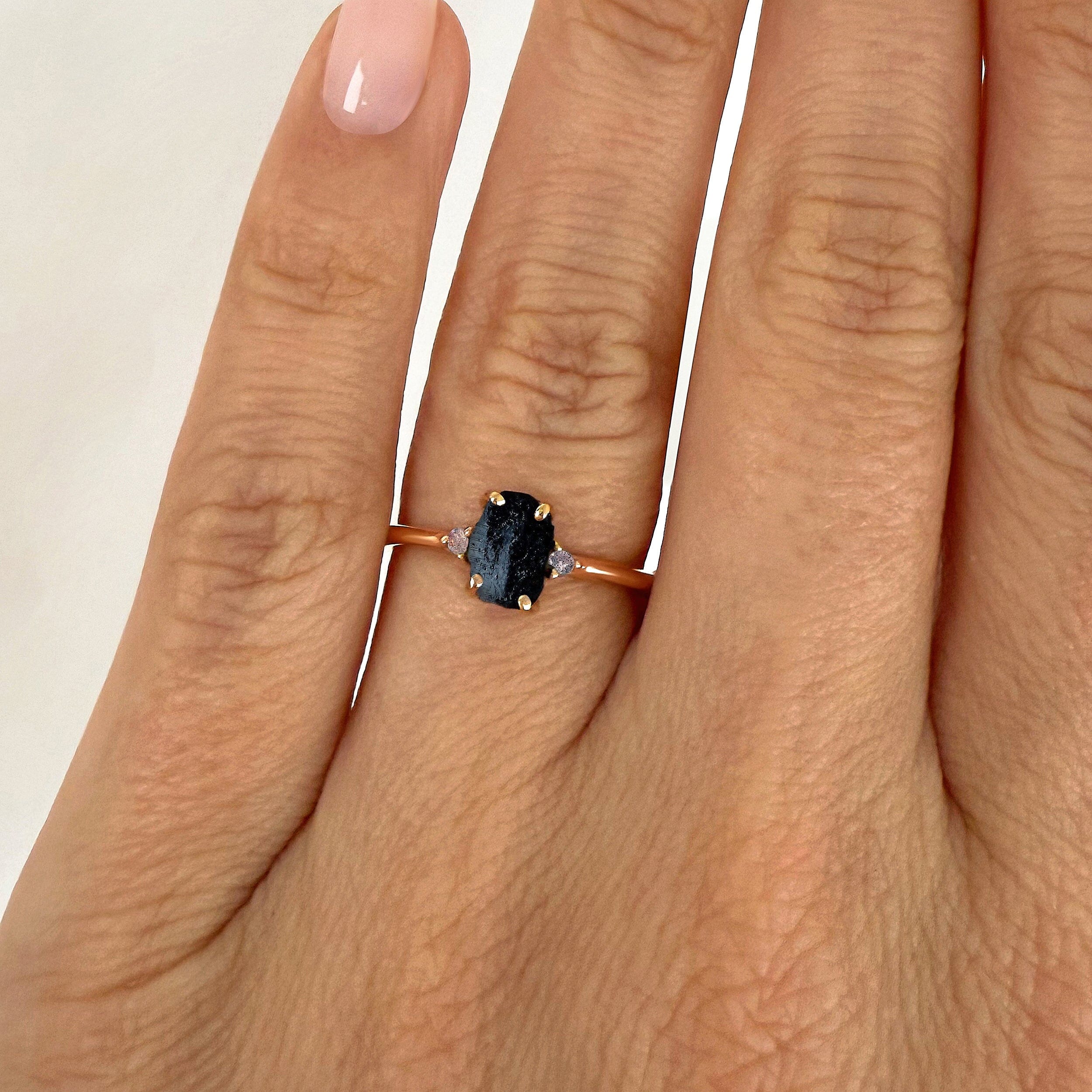 Black Obsidian Labradorite Ring - Petite Raw Allure、mySite、hinf8tx79