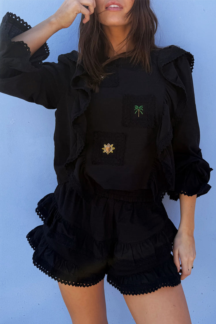 Black Ruffle Shorts、mySite、solidvoid