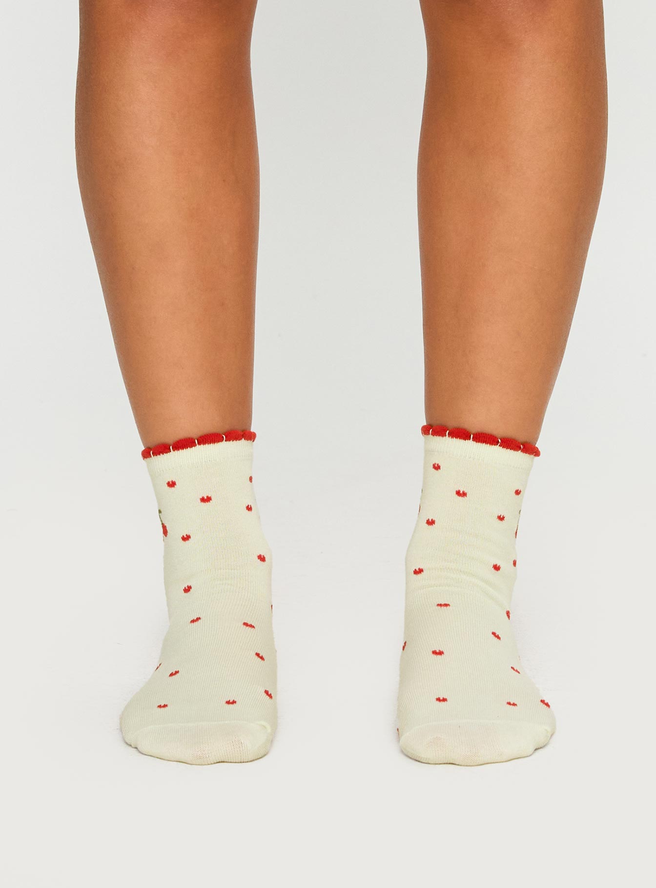 Sweet Cherries Socks Cream / Red、mySite、solidvoid