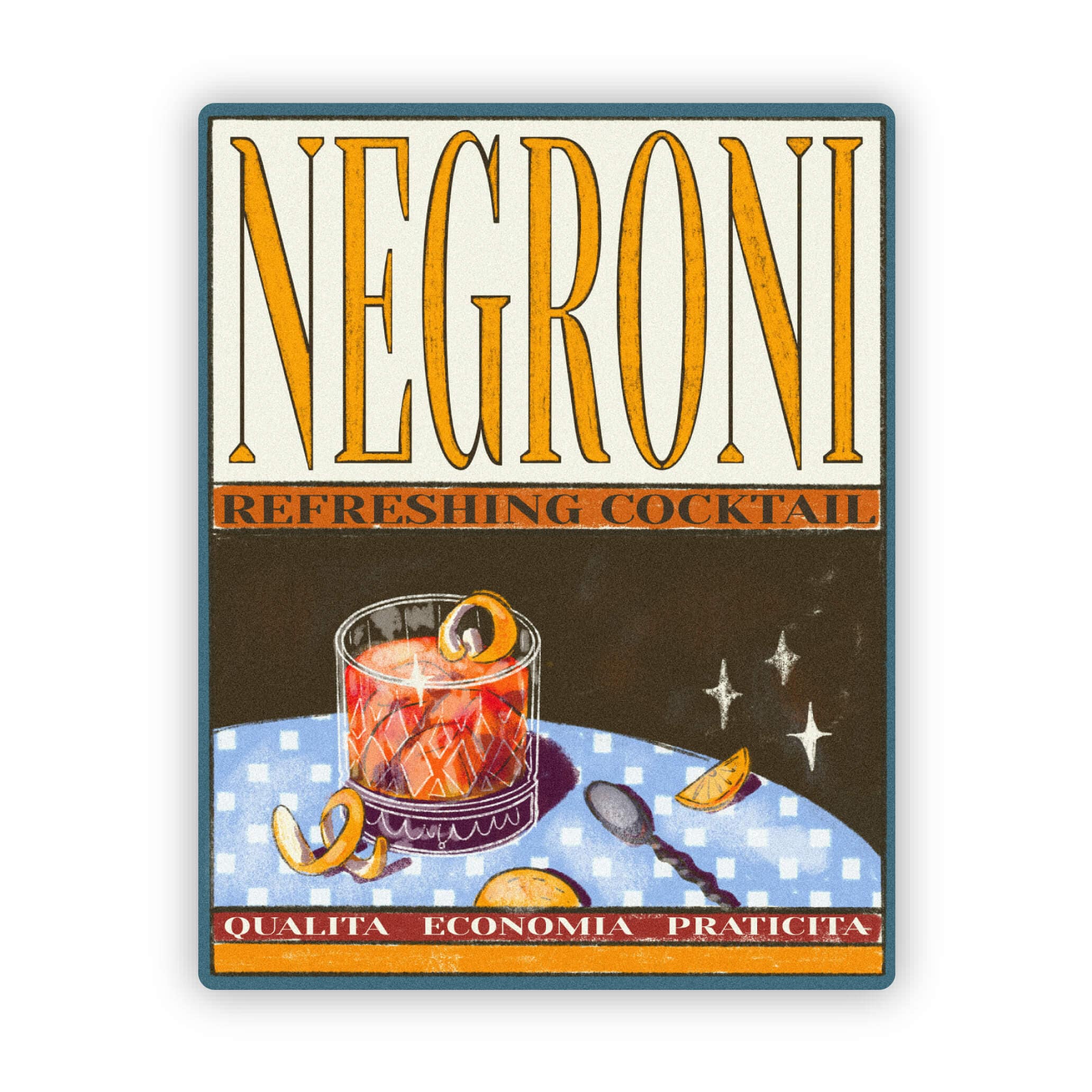  Negroni Vintage Poster Cocktail Sticker、mySite、elrpsem3k