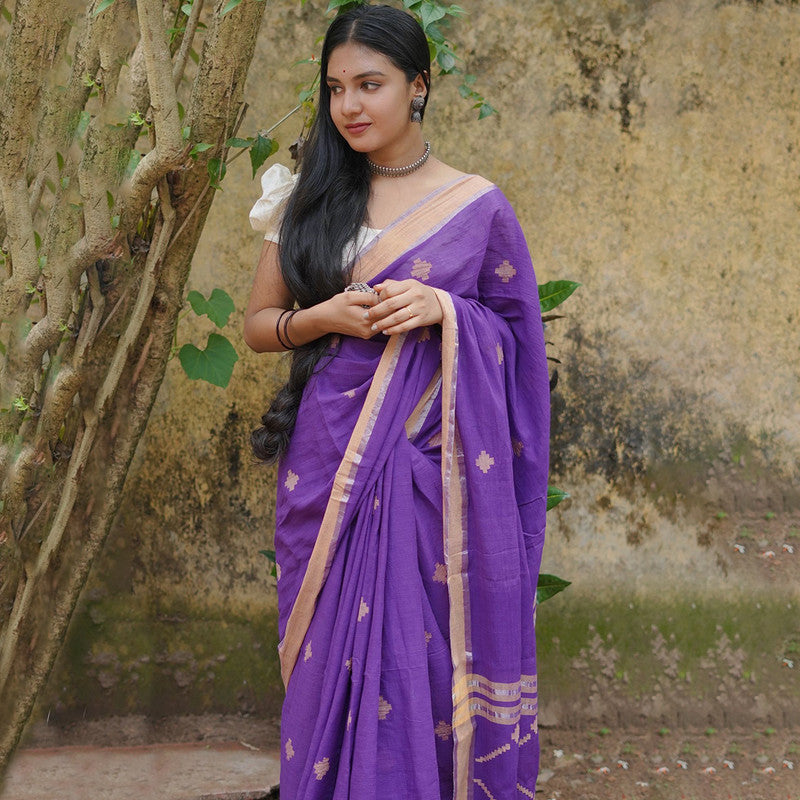 Festive Wear | Cotton Silk Saree | Purple、mySite、camillekostekn