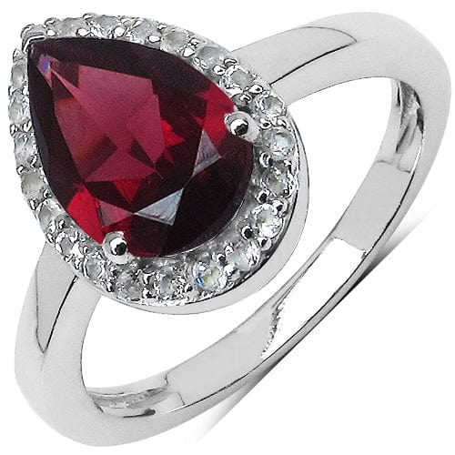 Pear Shaped Rhodolite Garnet and Topaz Solitaire Ring Sterling Silver、mySite、g9winljtr