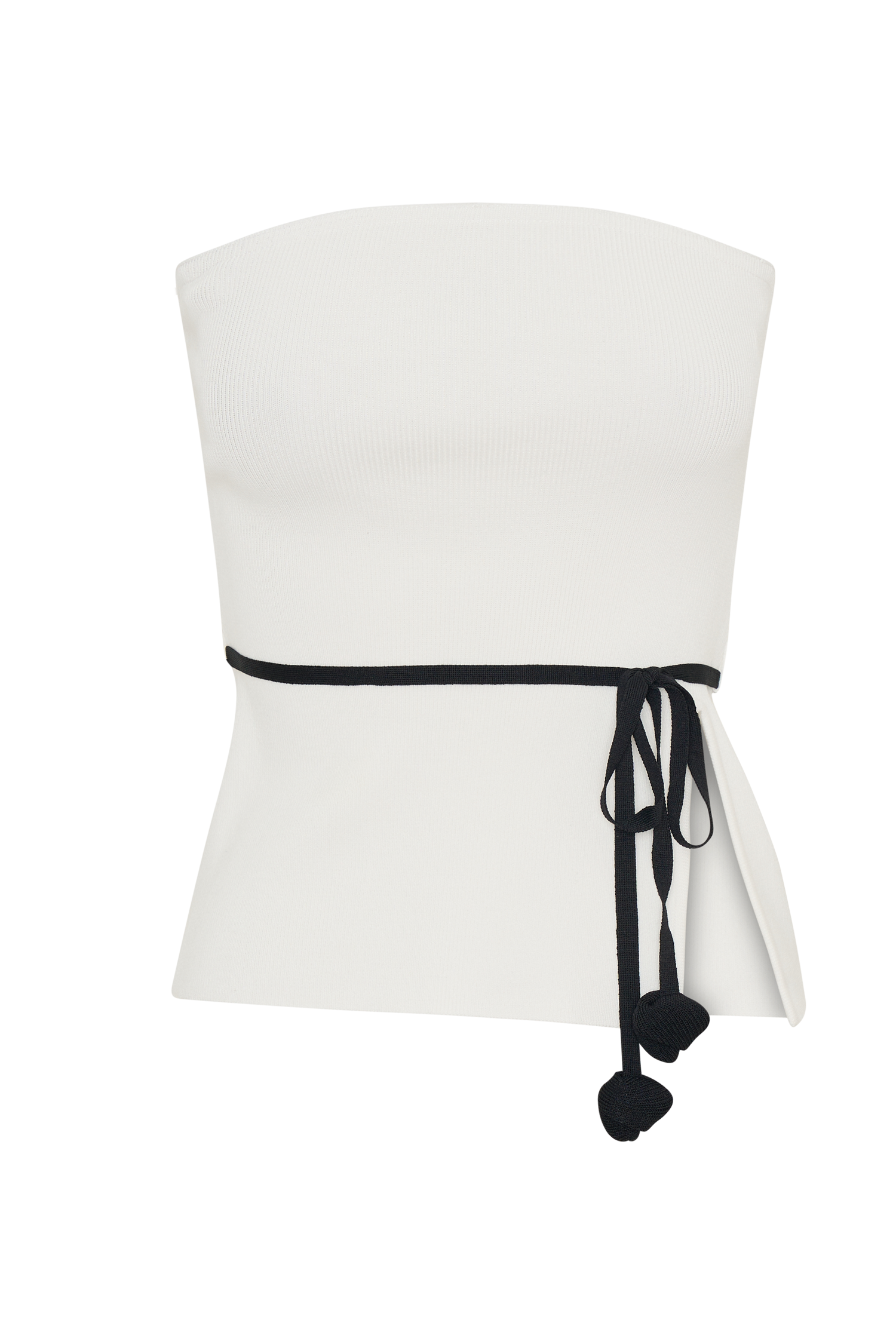 Keaton Strapless Rose Tie Knit Top - White And Black、mySite、solidvoid