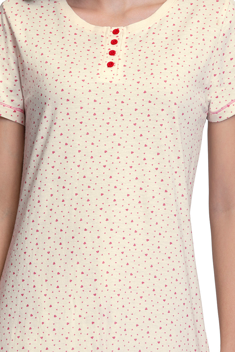  Knee-Length Sleep Dress - Ditsy Heart Pr、mySite、justintrudeaud