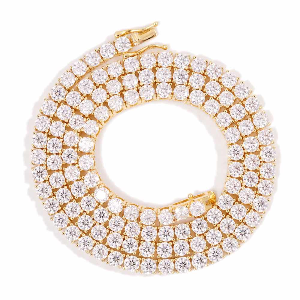 4MM Diamond Tennis Chain 14K Solid Yellow Gold、mySite、hinf8tx79