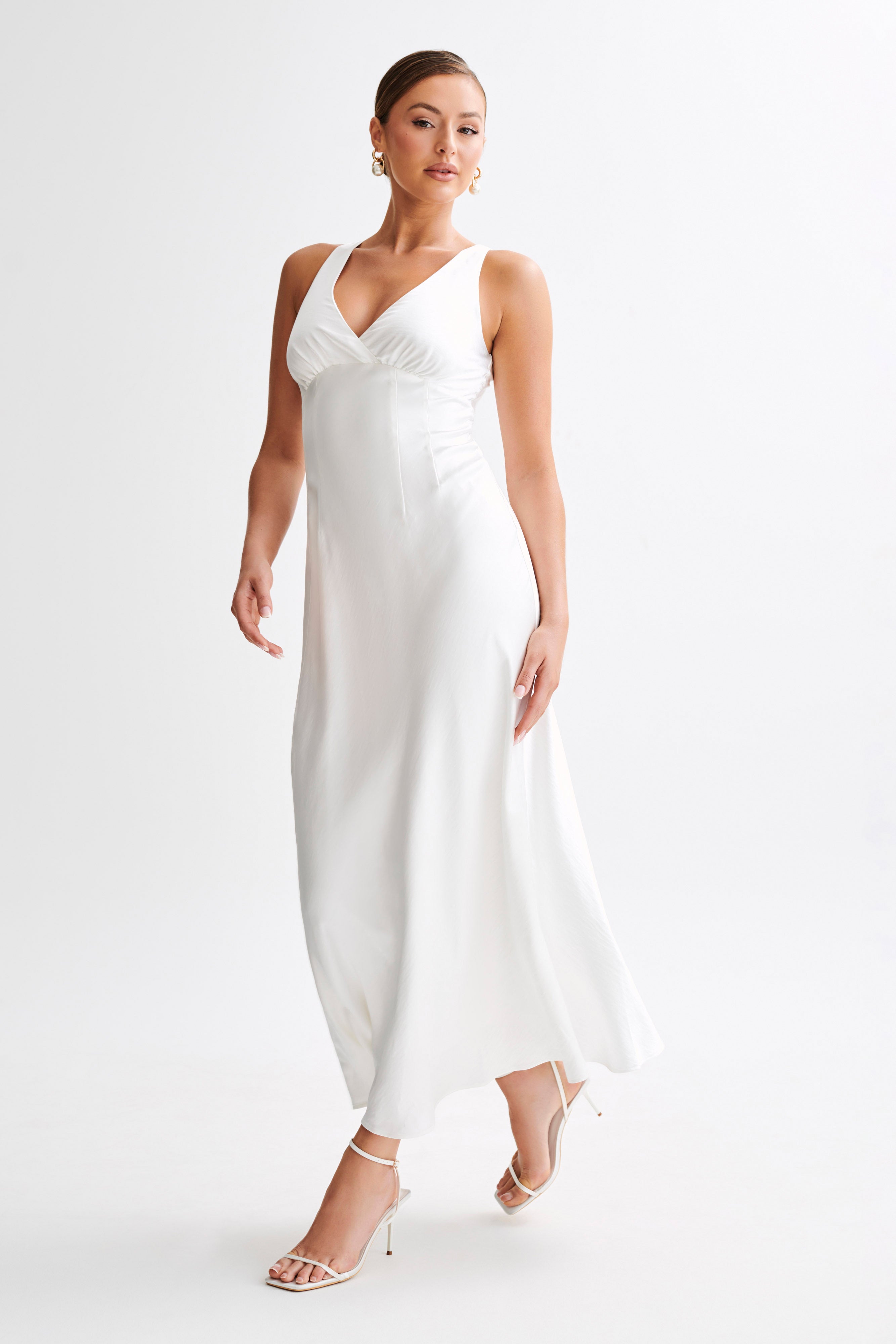 Meghan Satin Maxi Dress - Ivory、mySite、solidvoid