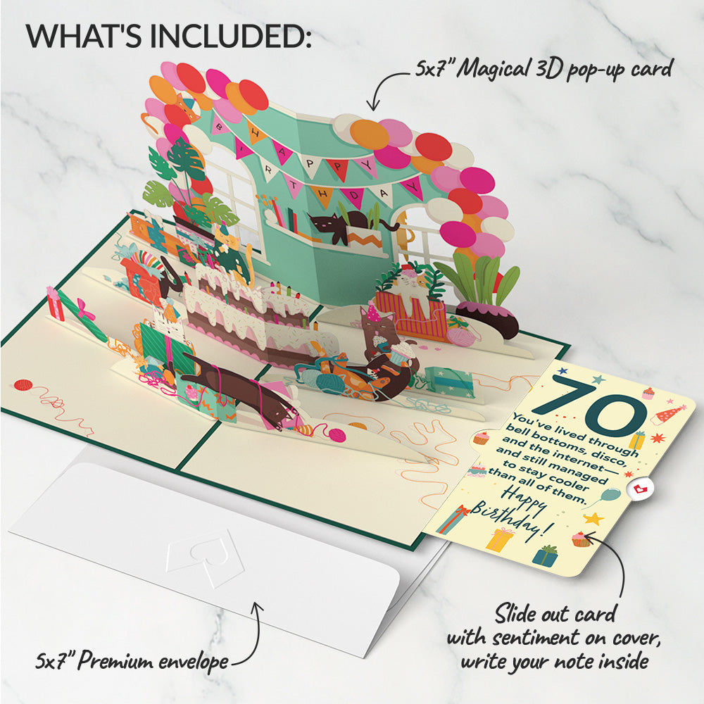 Party Cats 70th Birthday Pop-Up Card and Sentiment Set、mySite、solidvoid