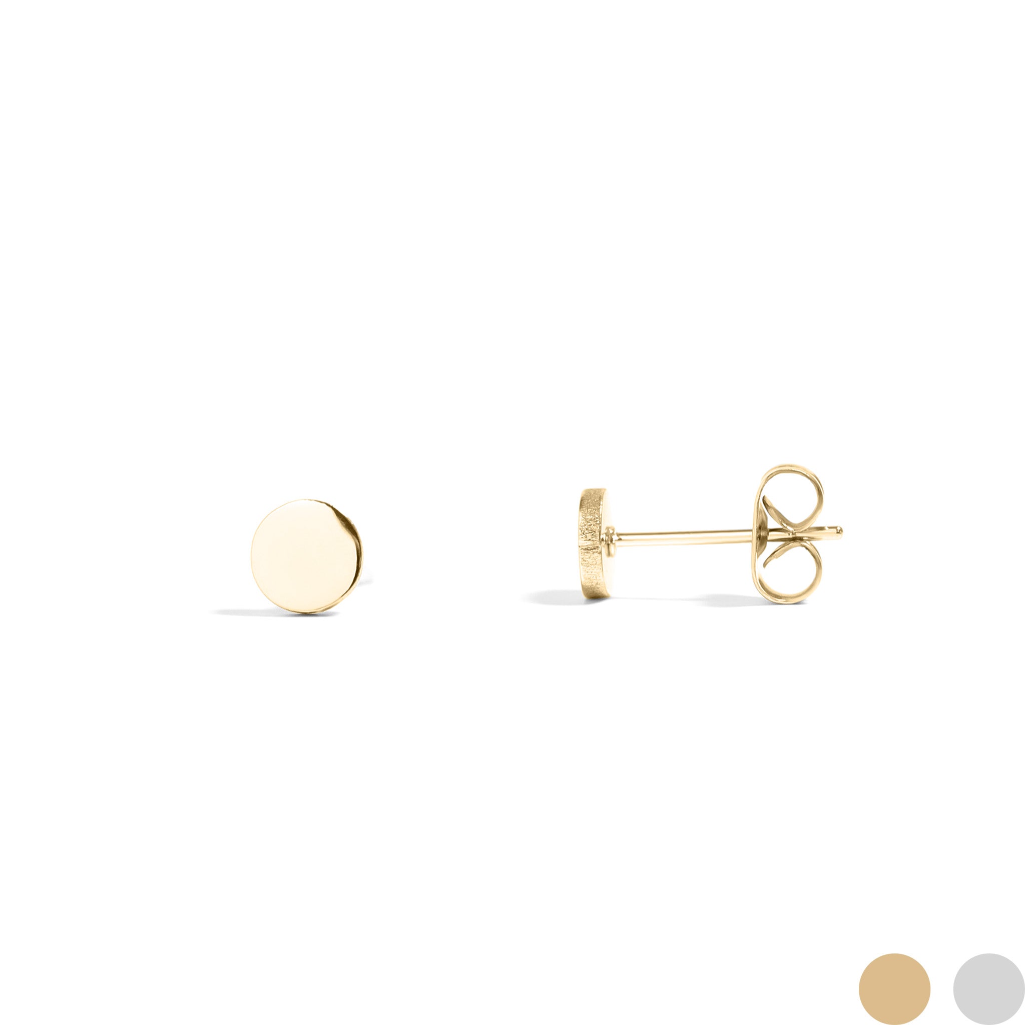 18K Gold PVD Stainless Steel Round Stud Earrings / ERJ0054、mySite、dreamappss