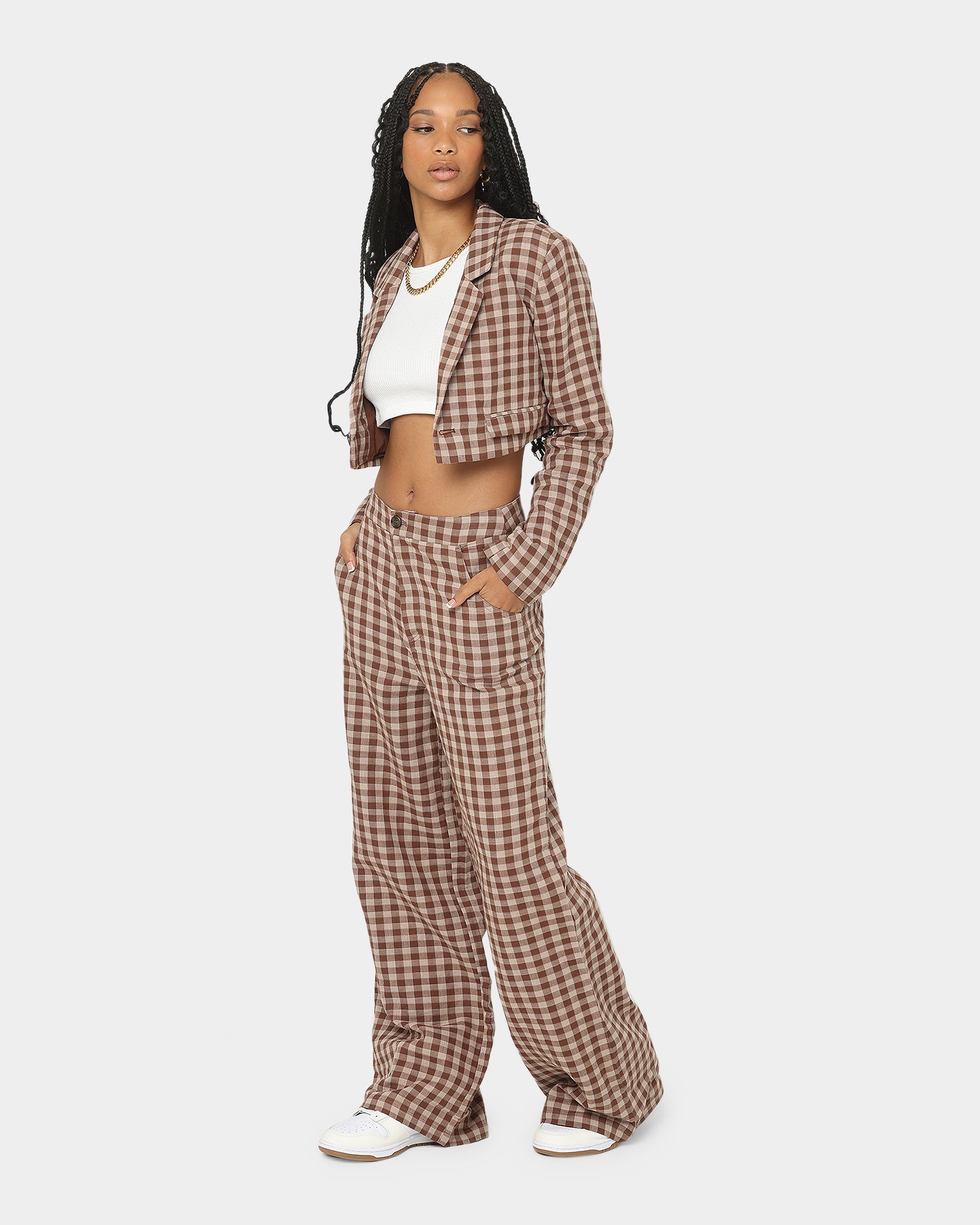 EN ES Women's Harvard Wide Leg Pants Gingham Aurora、mySite、zt4zffjzw