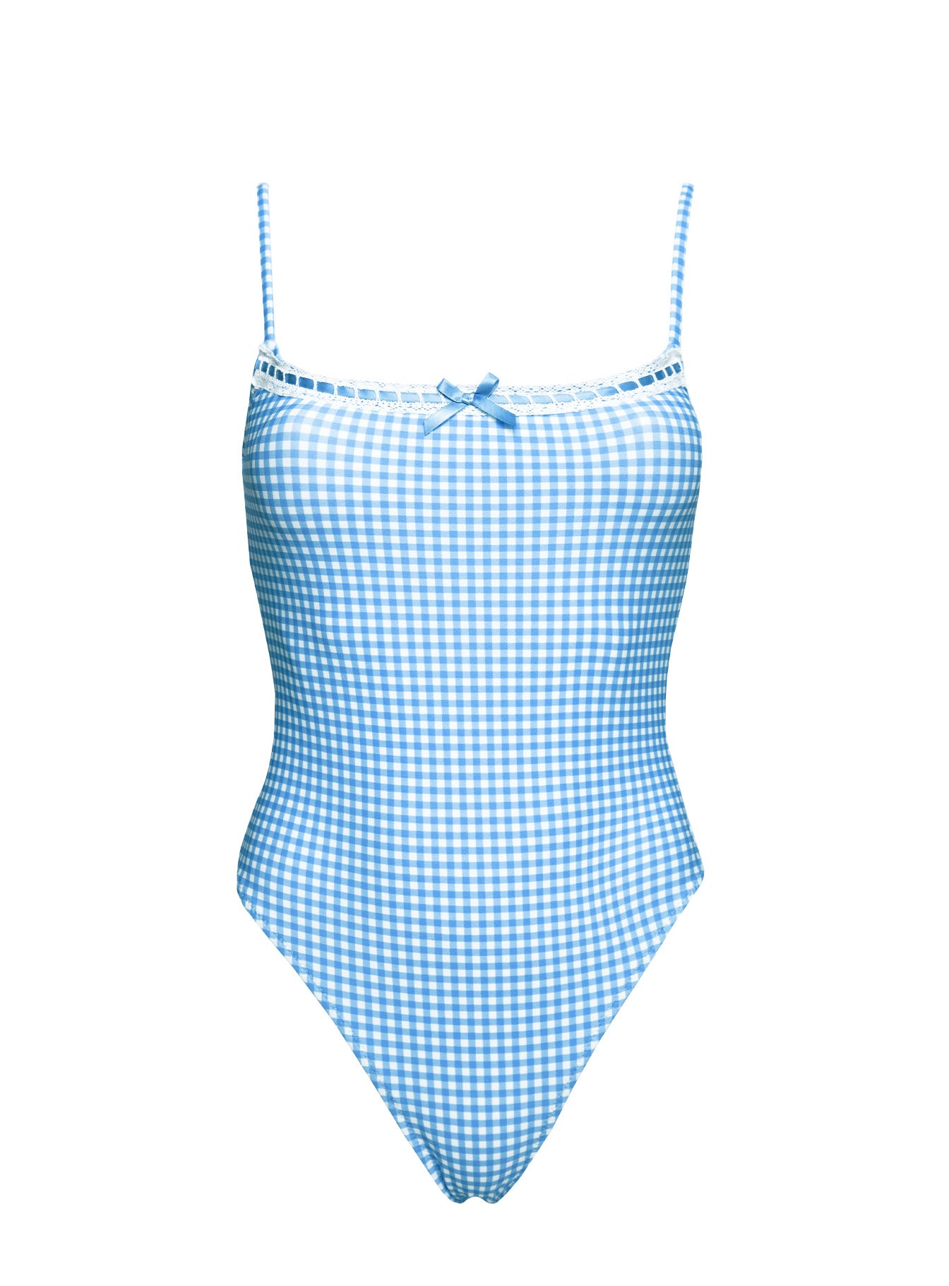 Winsie High Side One Piece Blue Gingham、mySite、solidvoid