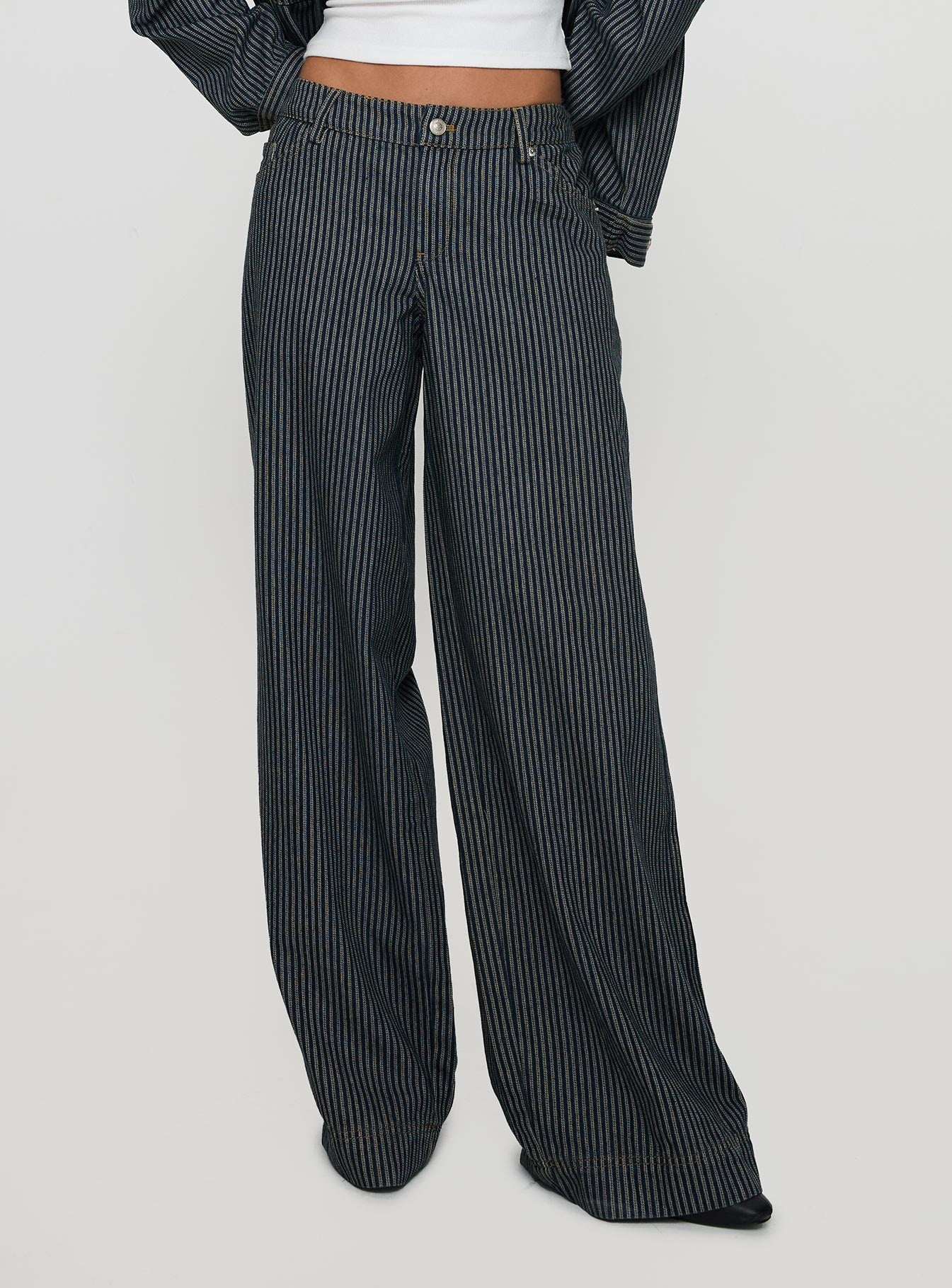 Actually Invested Low Rise Pants Denim Stripe、mySite、solidvoid