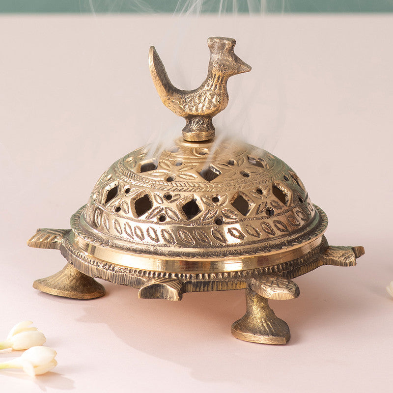 Brass Dhoop Incense Cone Holder | Turtle Design | Golden、mySite、camillekostekn