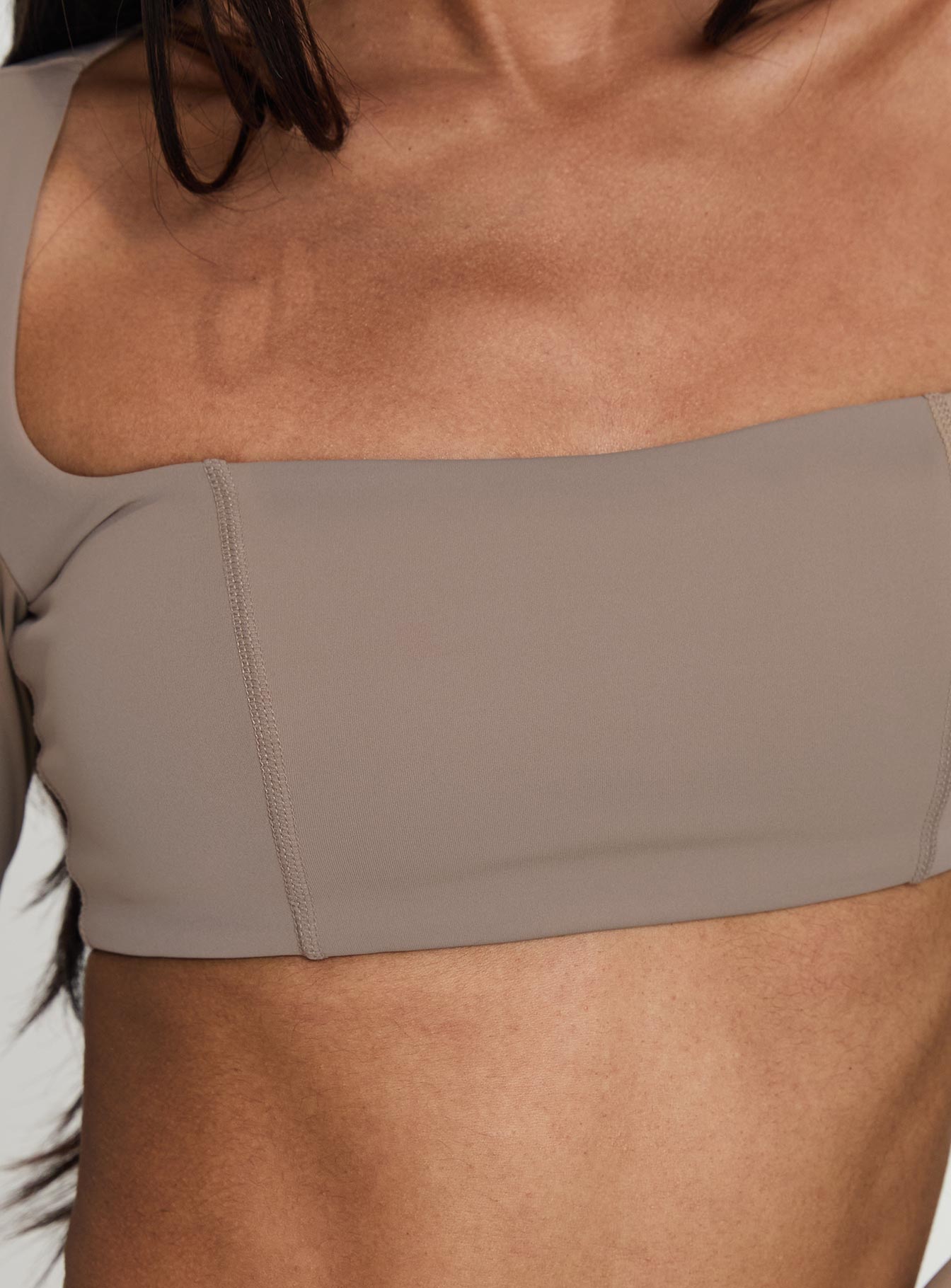 Set Point Active Square Neck Long Sleeve Top Taupe、mySite、solidvoid