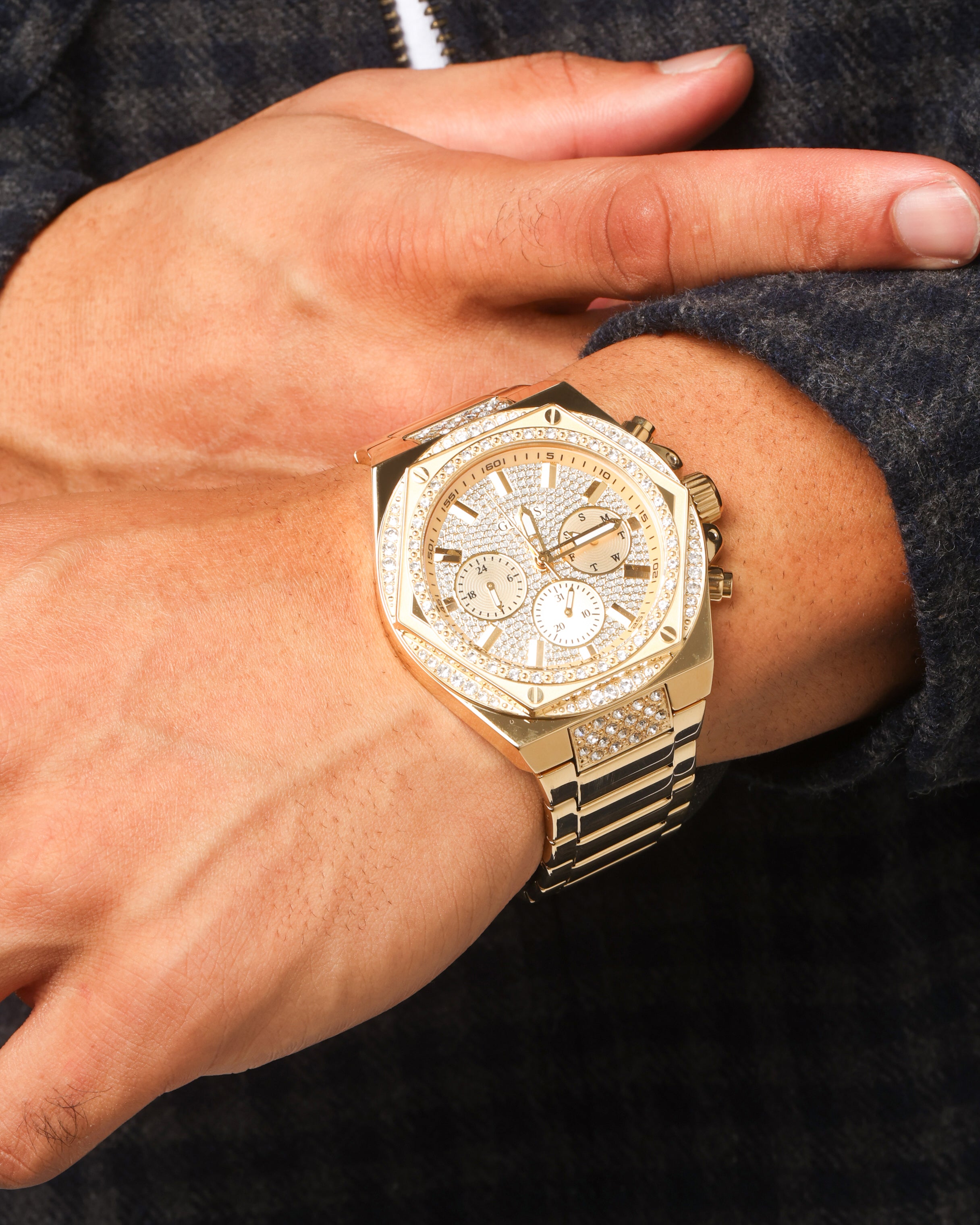 Guess Mainline Fury Glitz Bracelet Watch Gold、mySite、zt4zffjzw