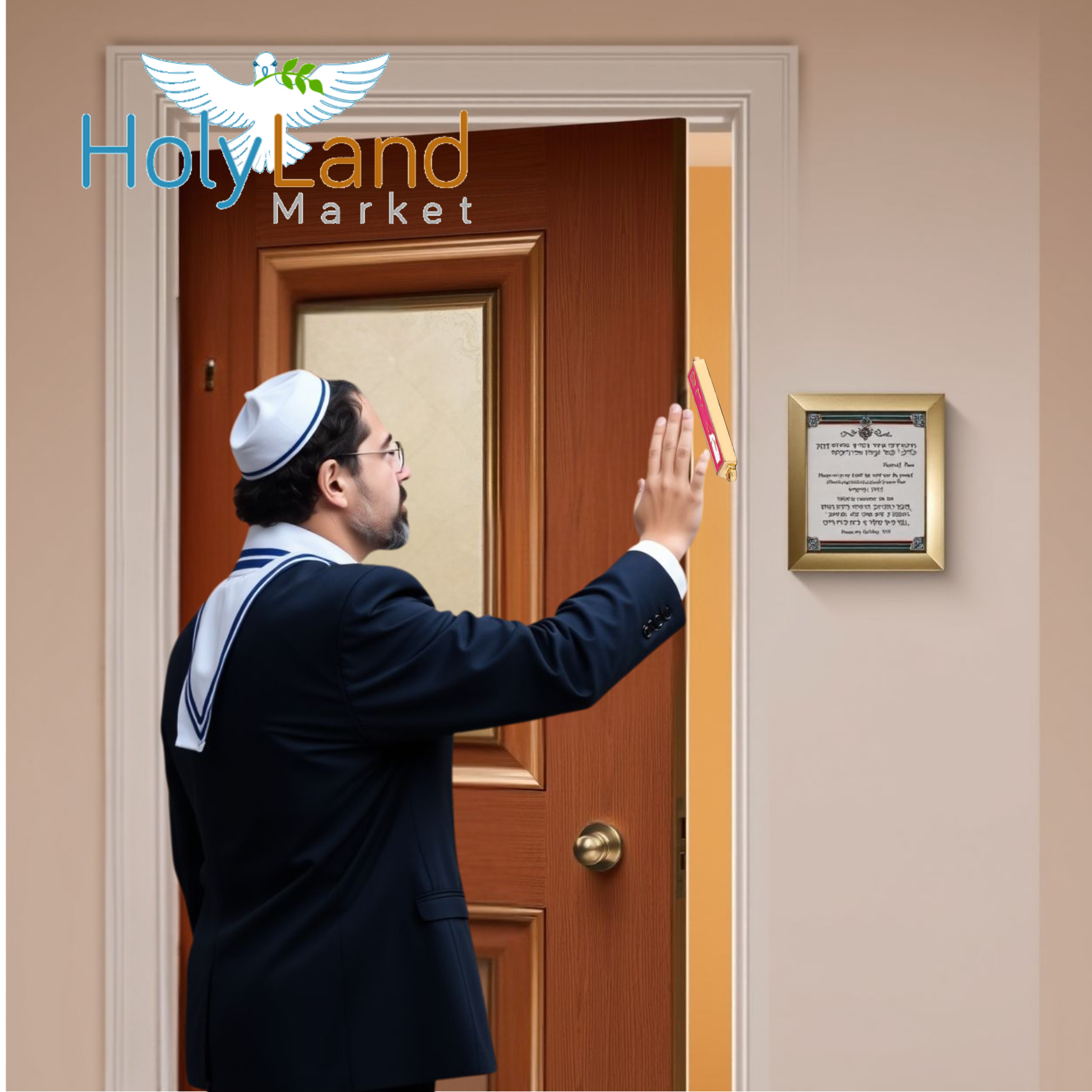  Holy Land Market Gold Plated 10 Commandments Mezuzah with Scroll Inside (Cavity in Back is About 3 Inches)、mySite、elrpsem3k