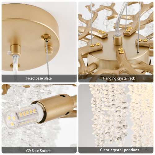 24-inch Modern Golden Pendant Light with Cascading Crystal Strands, Ideal for Living Room, Dining Room and Foyer, High-End Decorative Lighting Fixture (Bulb Not Included)、、eastwooduniform