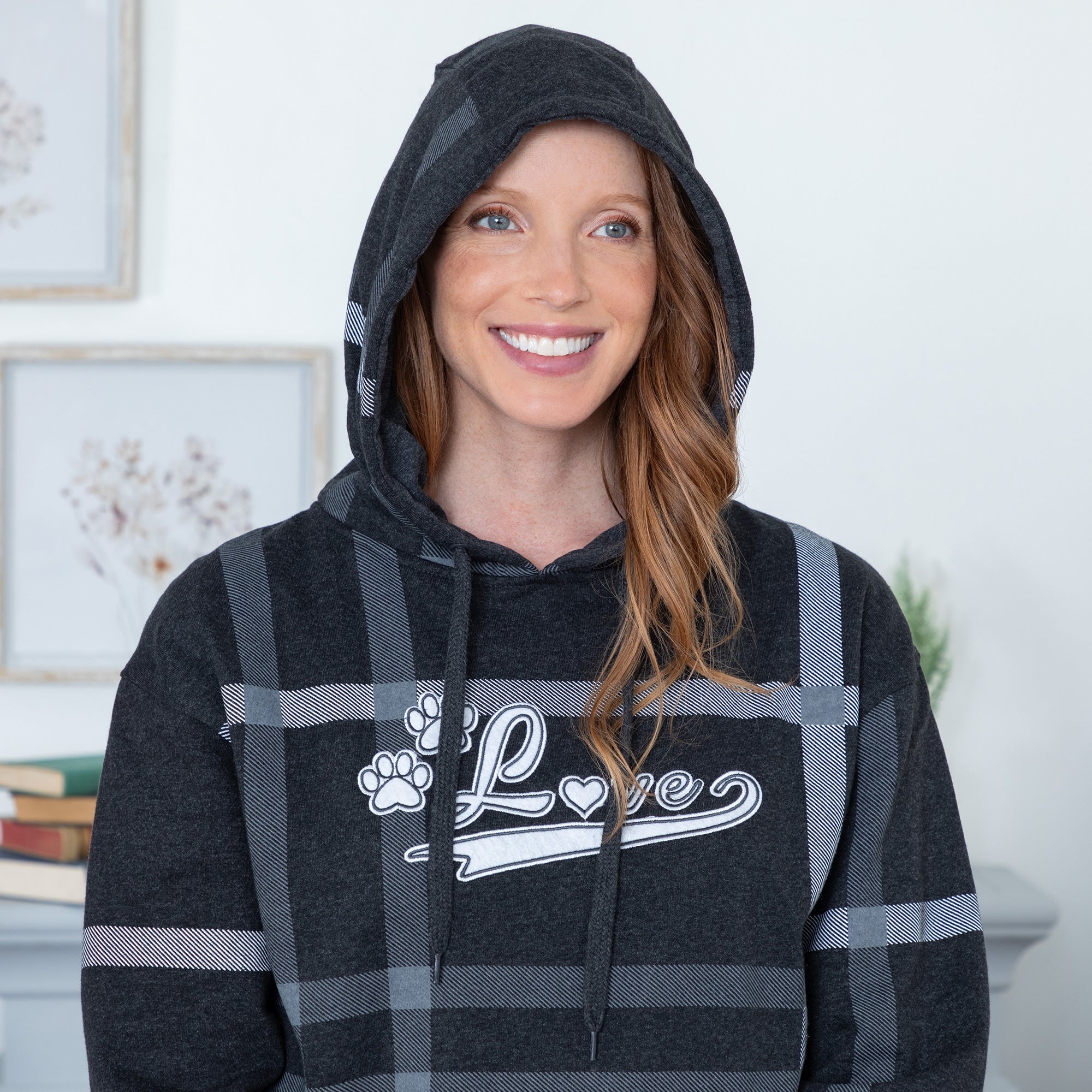 Plaid Paw with Love Hooded Sweatshirt、mySite、camillekostekn
