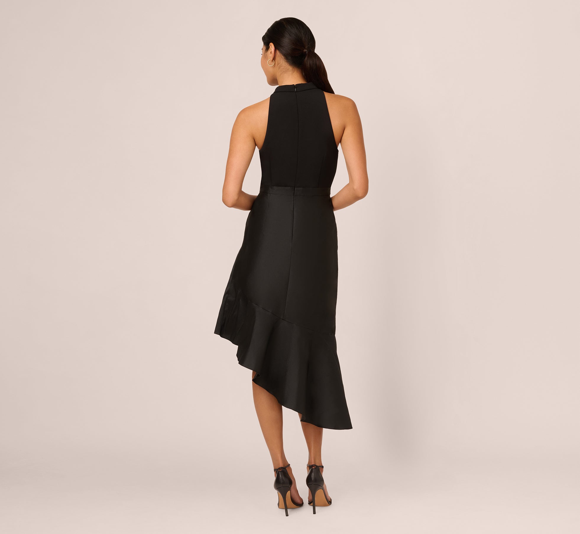 Crepe Combo Taffeta Dress In Black、mySite、solidvoid