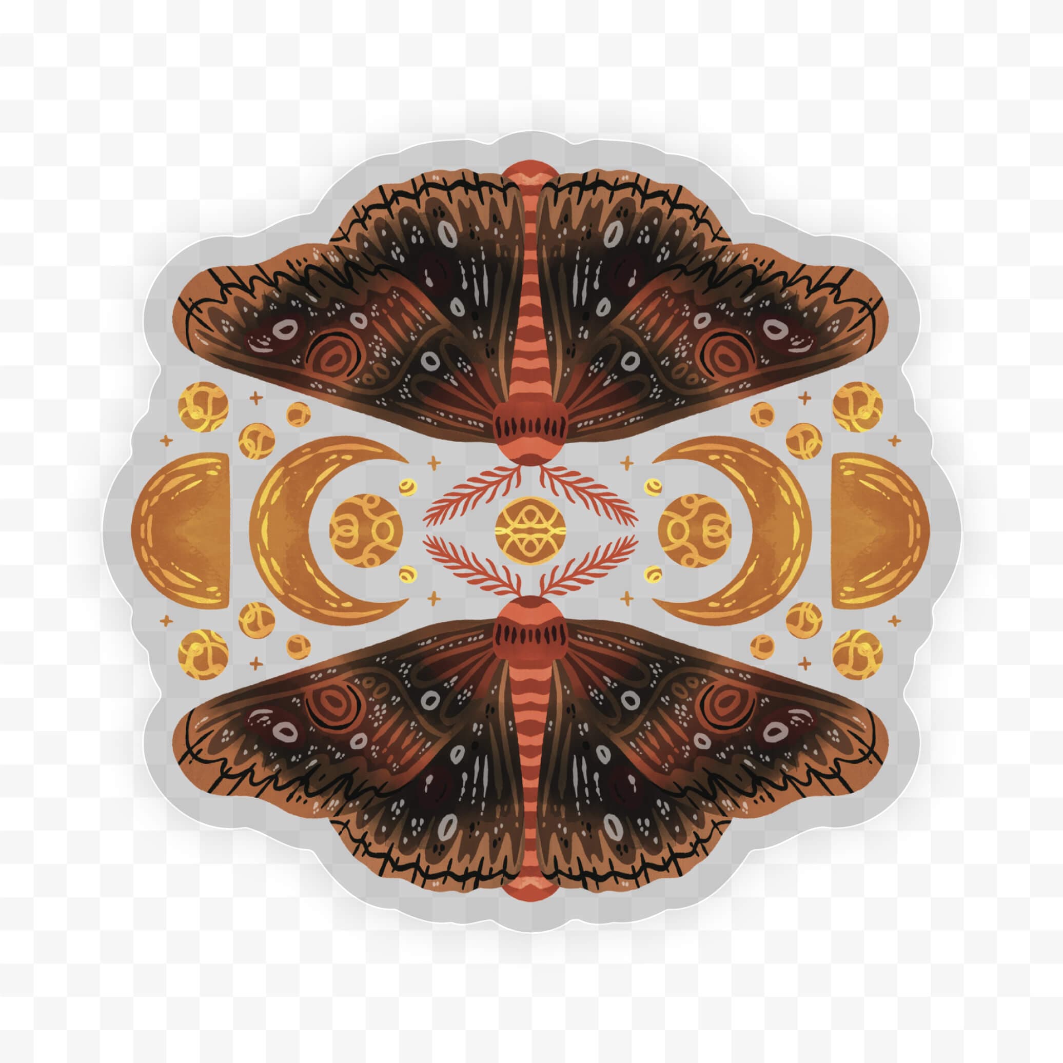  Moth and Moon Clear Sticker、mySite、ghnorth