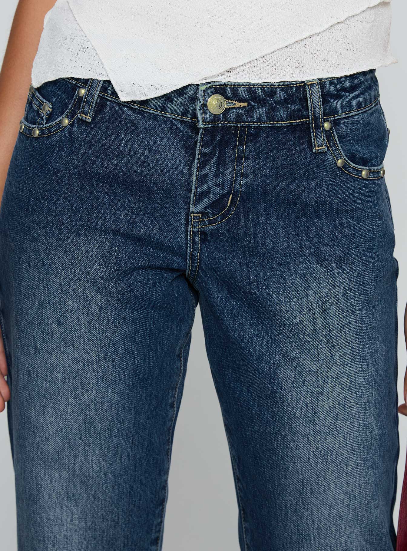 So Dazzling Studded Low Rise Jeans Dark Wash、mySite、solidvoid