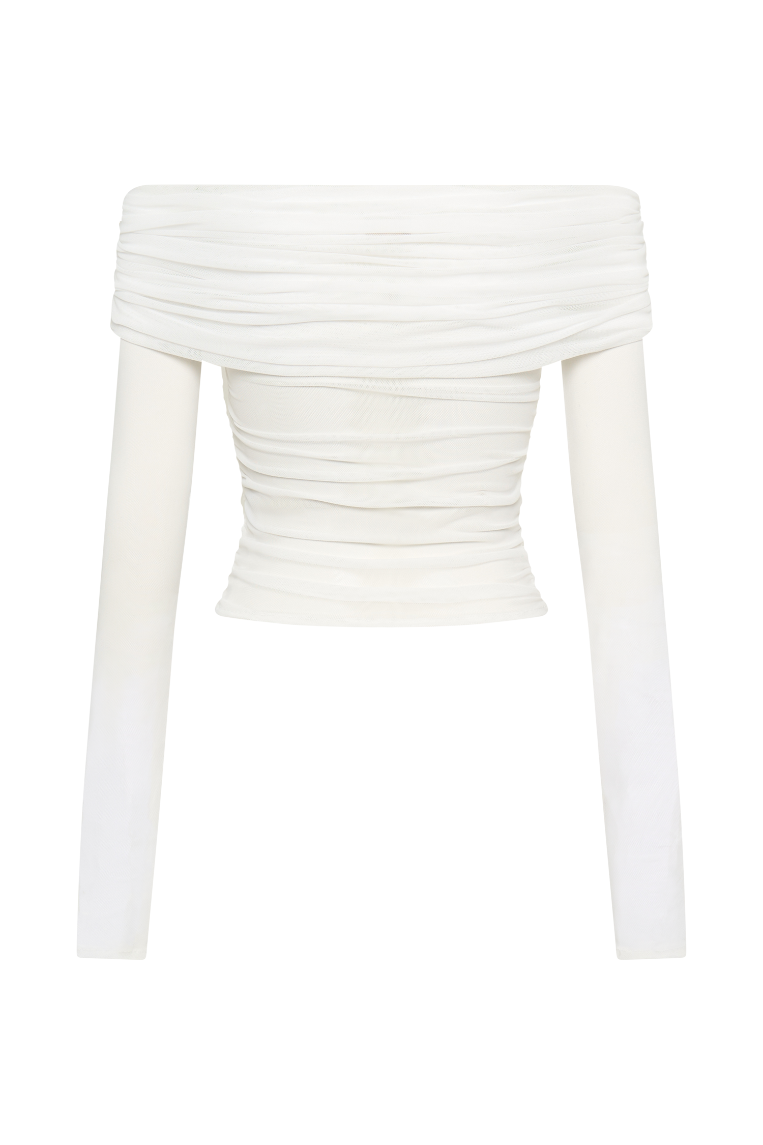 Lucinda Recycled Nylon Off Shoulder Top - White、mySite、solidvoid