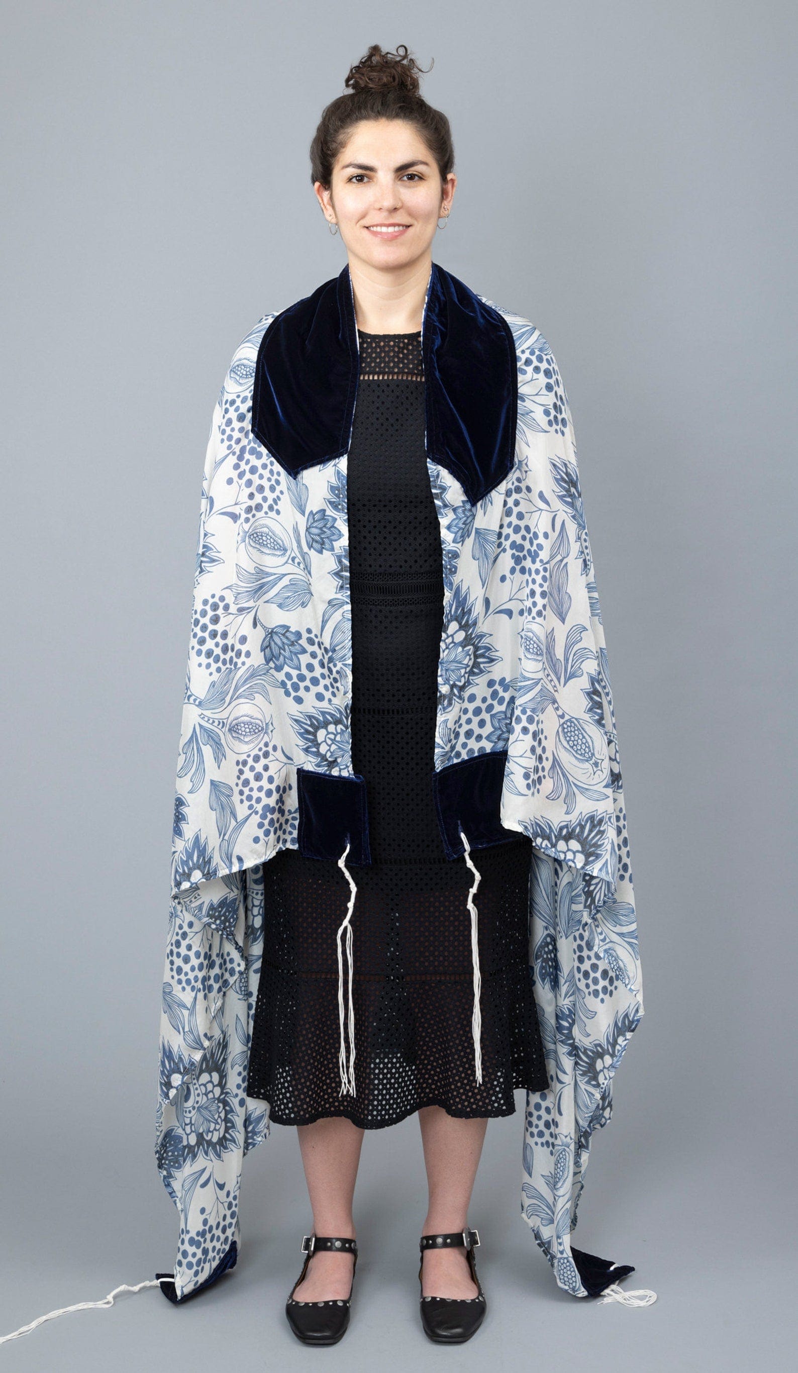 Blue and White Pomegranate Silk Habotai Tallit、mySite、topwebapps