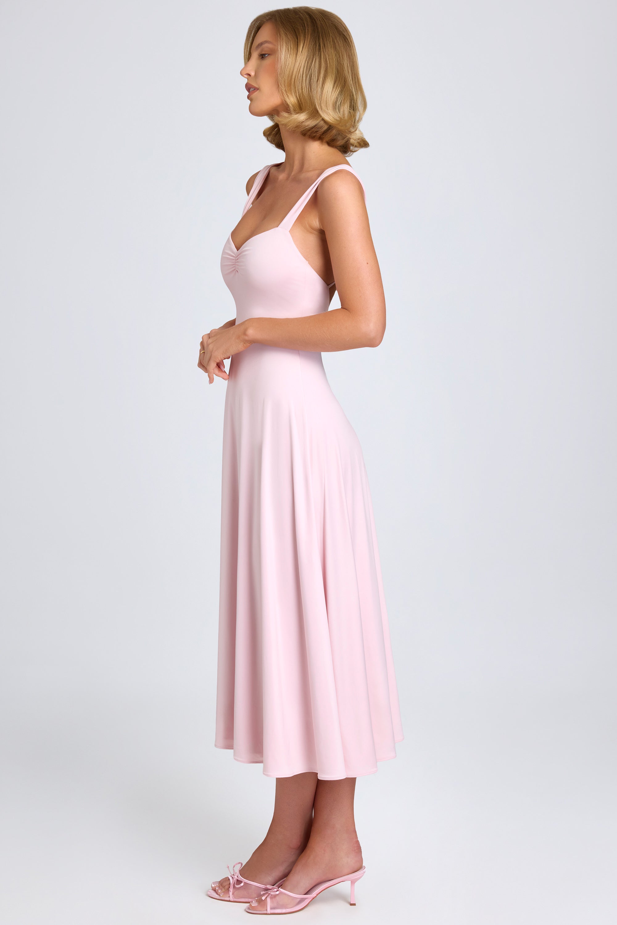 Sweetheart-Neck Ruched Midaxi Dress in Blush、mySite、solidvoid