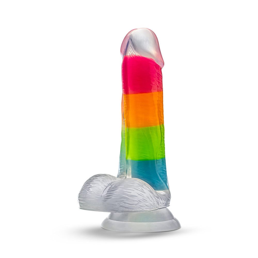 Neo Elite By Blush® | Rainbow Rave - 6.5 Inch Glow-In-The-Dark Dildo - Dual Density Liquid Silicone – Harness Compatible - Rainbow、mySite、bottomscart