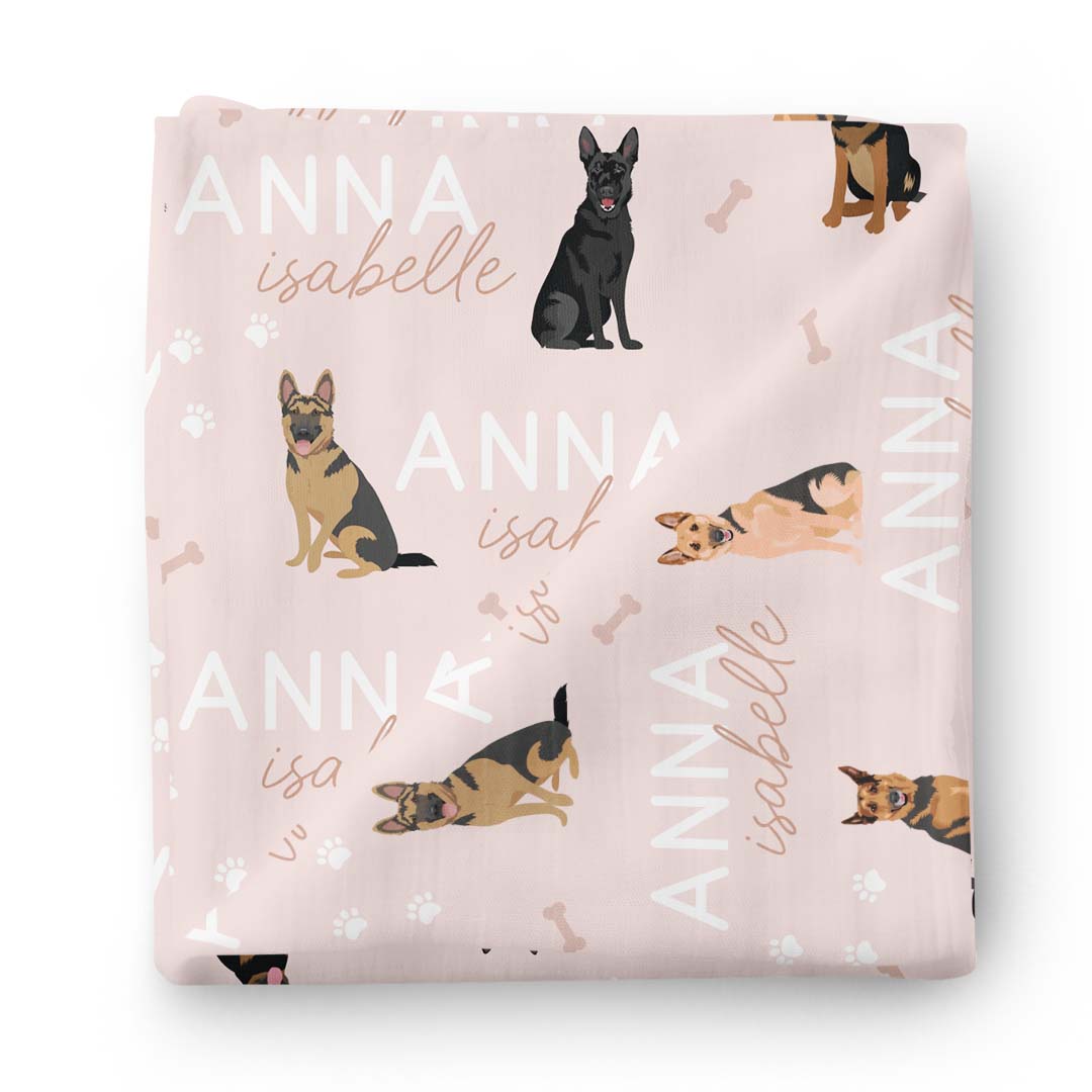  Personalized Baby Name Swaddle Blanket | German Shepherd、mySite、layawaytickets