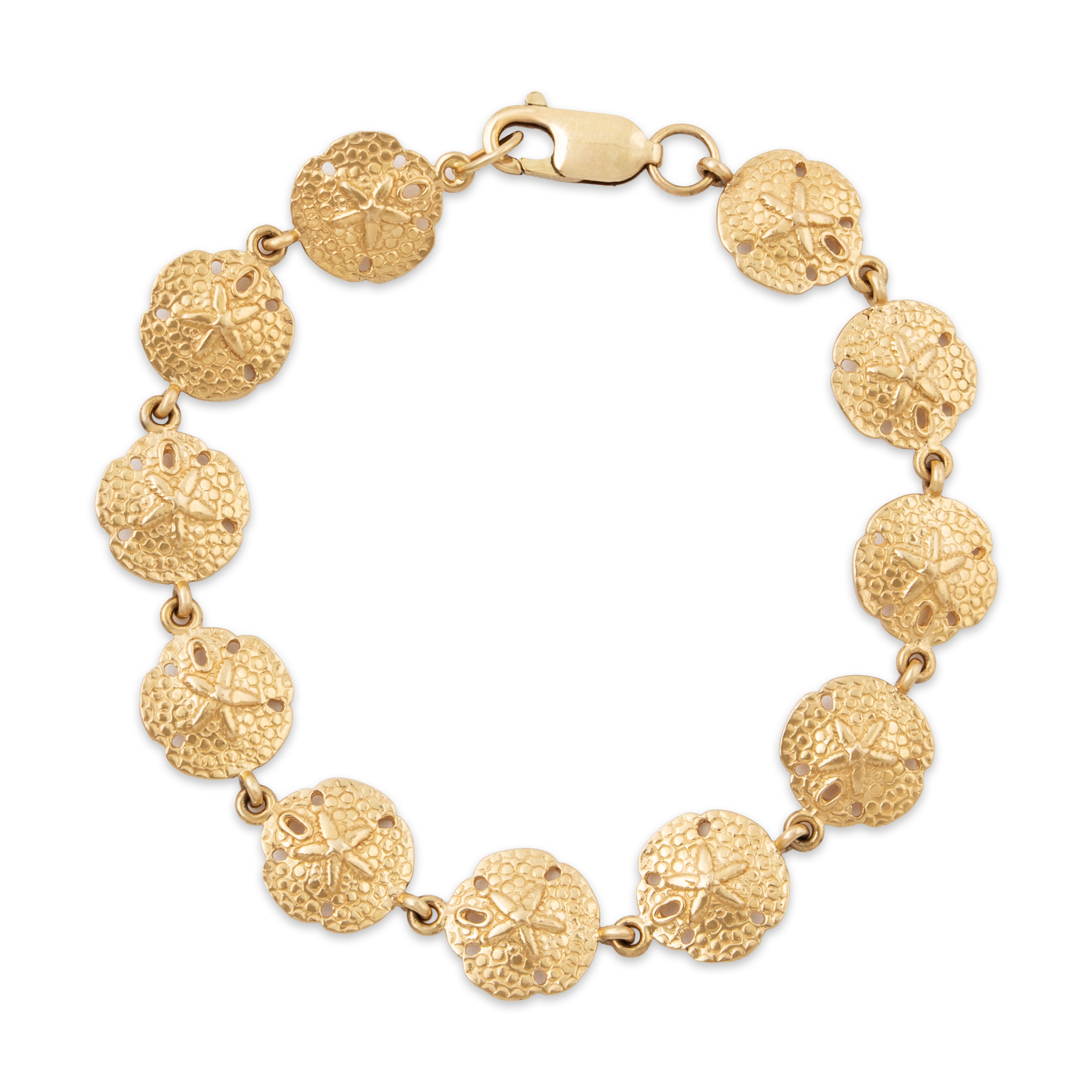 Vintage 14k Yellow Gold Sand Dollar Link Bracelet 7、mySite、hinf8tx79