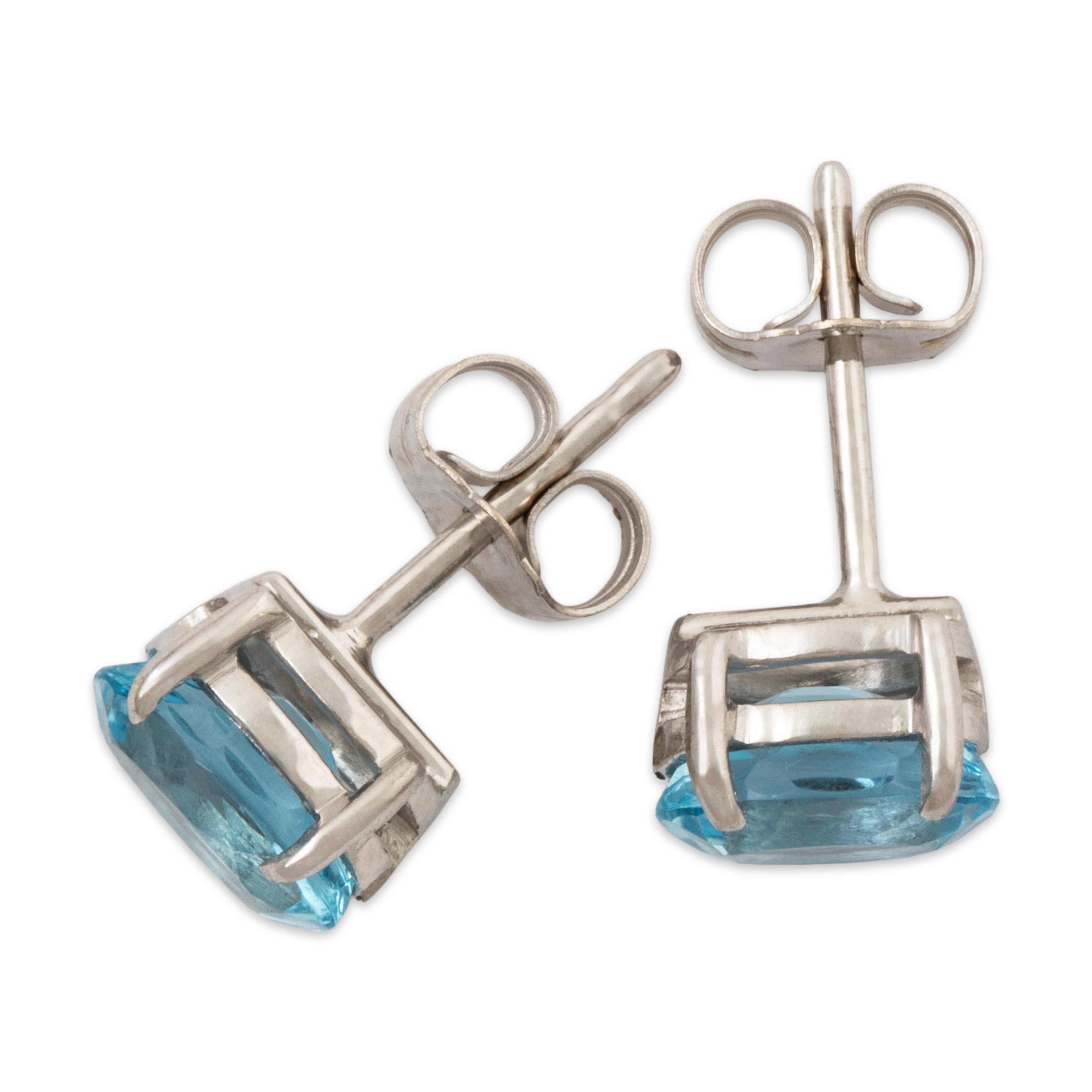 Vintage 14k White Gold 1.4cttw Aquamarine Oval Blue Pools Stud Earrings、mySite、hinf8tx79