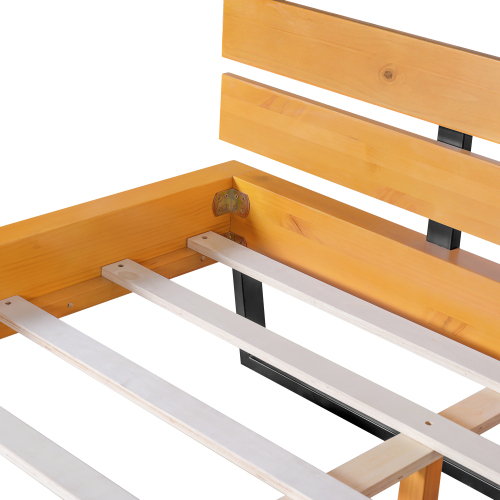PINE WOOD BED FRAME KING SIZE,NATURAL & BLACK COLOR、、eastwooduniform