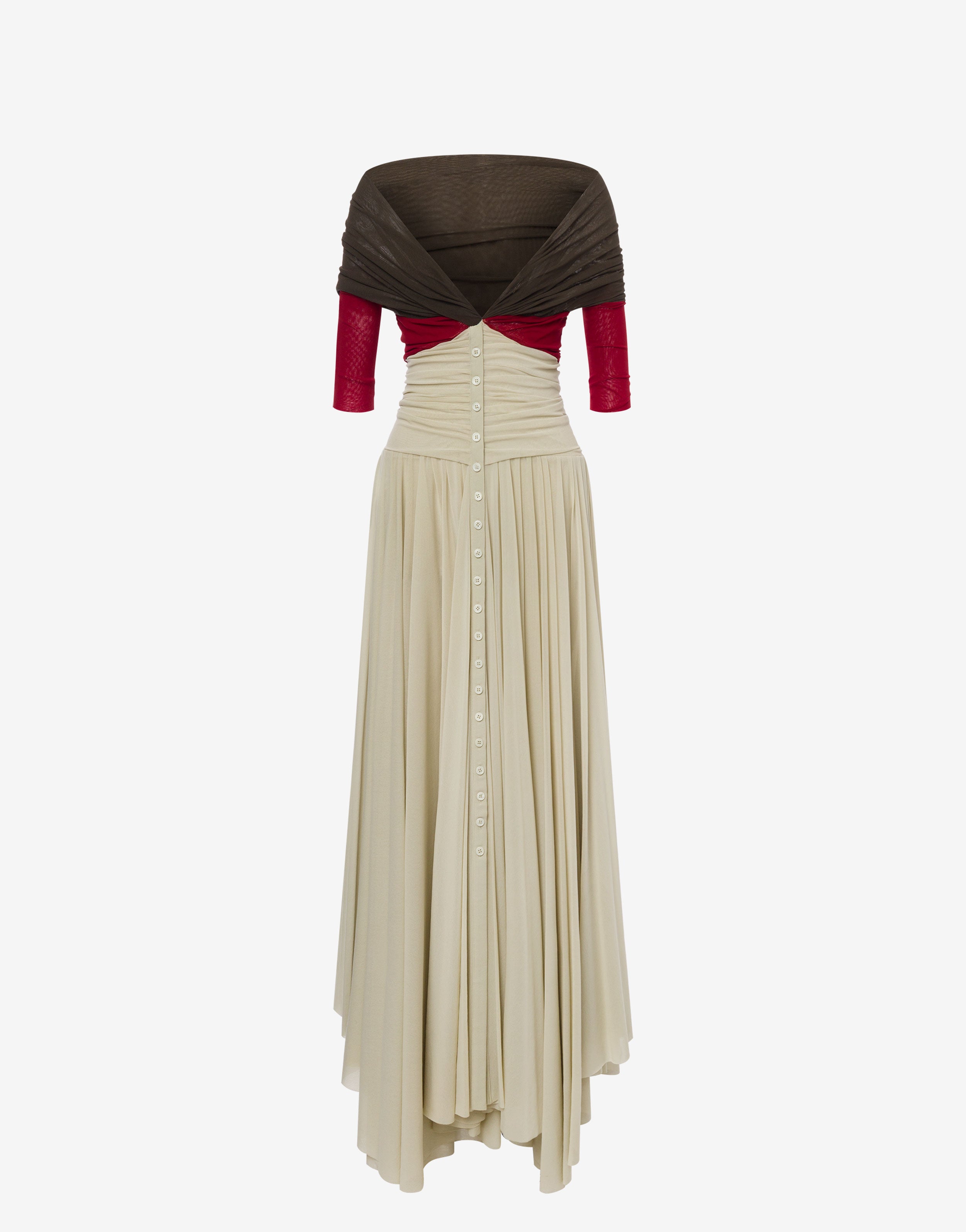 Abito in tulle stretch con maniche staccabili、mySite、aoinhome