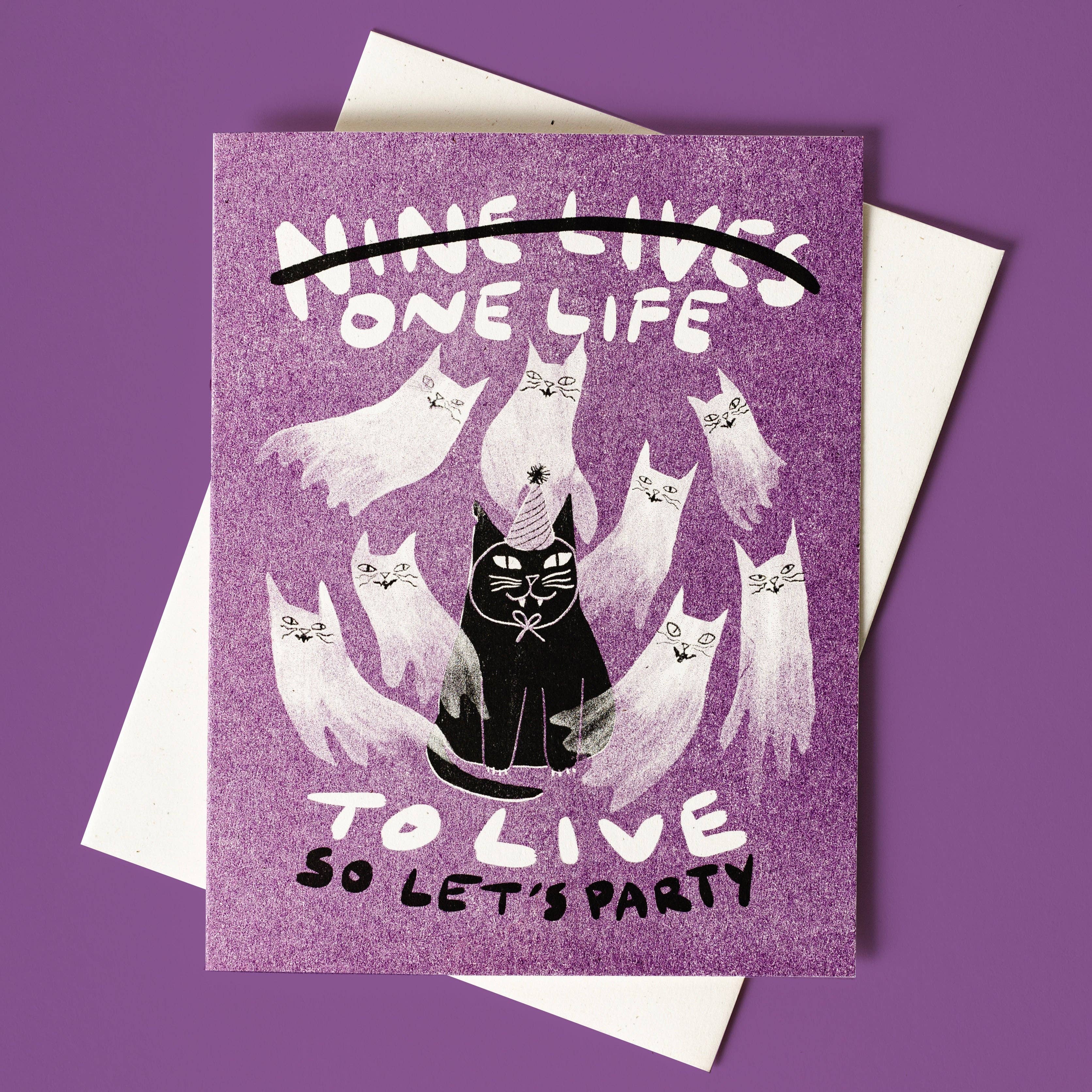 Bromstad Printing Co. - Nine Lives/One Life - Risograph Birthday Card、mySite、garagedoors4me
