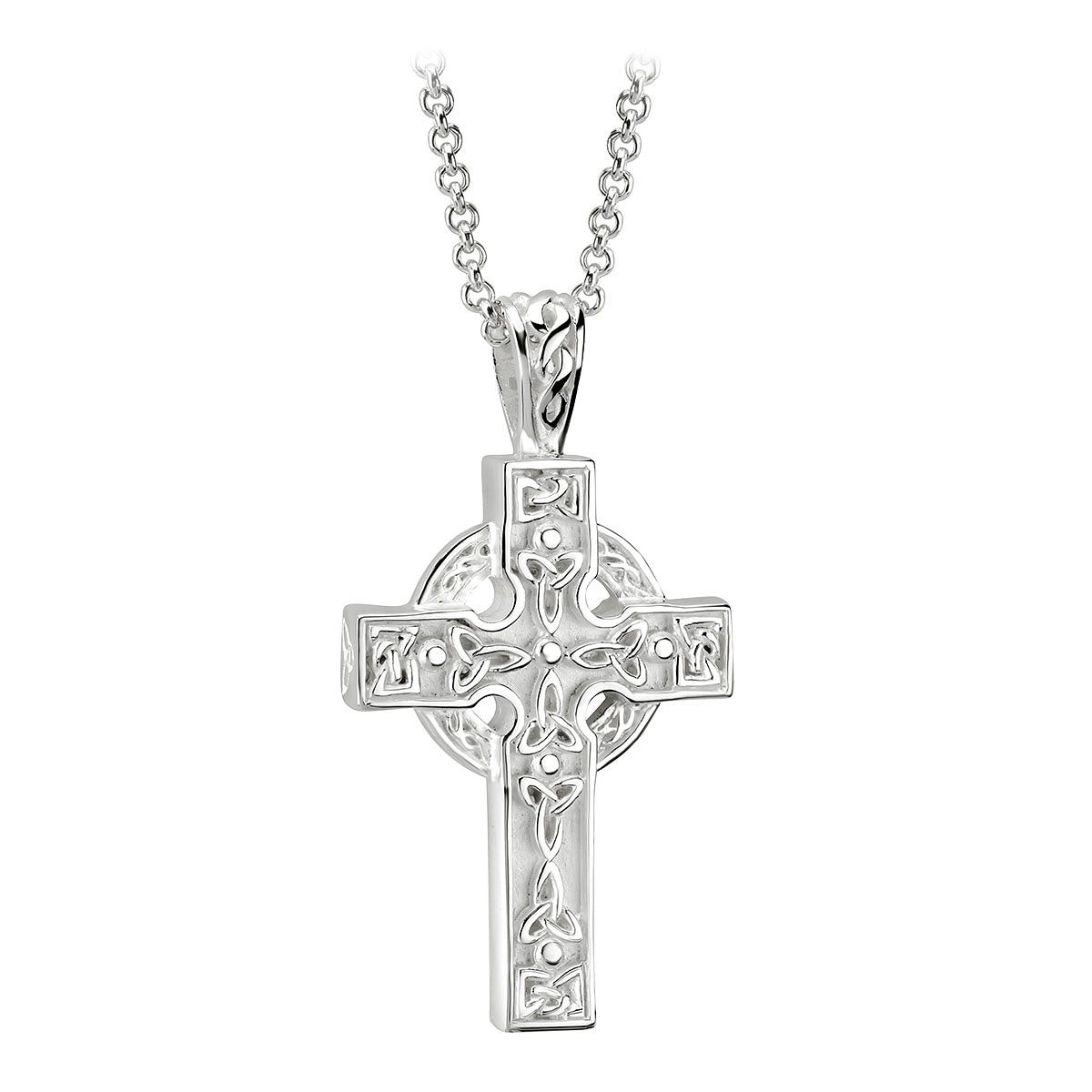  Silver Heavy Celtic Cross Necklace