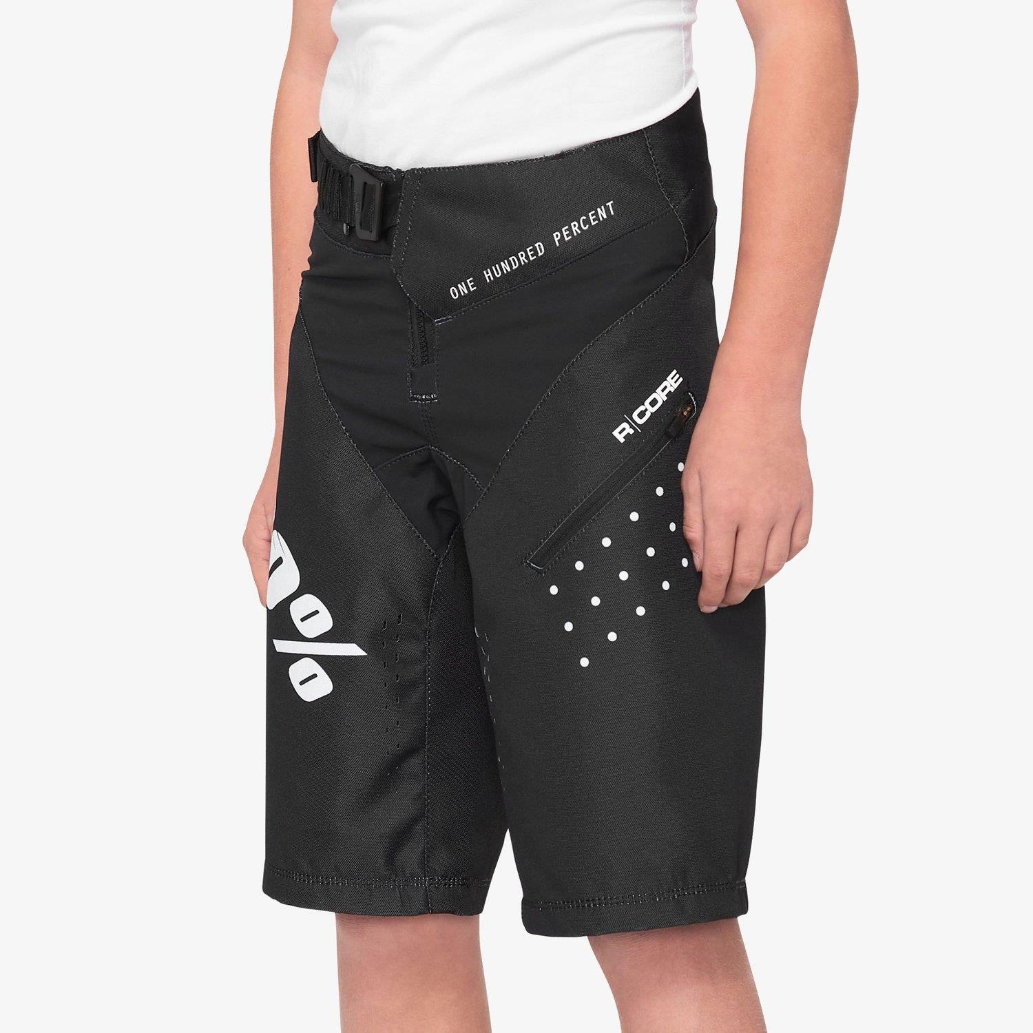  100% R-Core Race Youth Shorts - Black、mySite、merchandisen