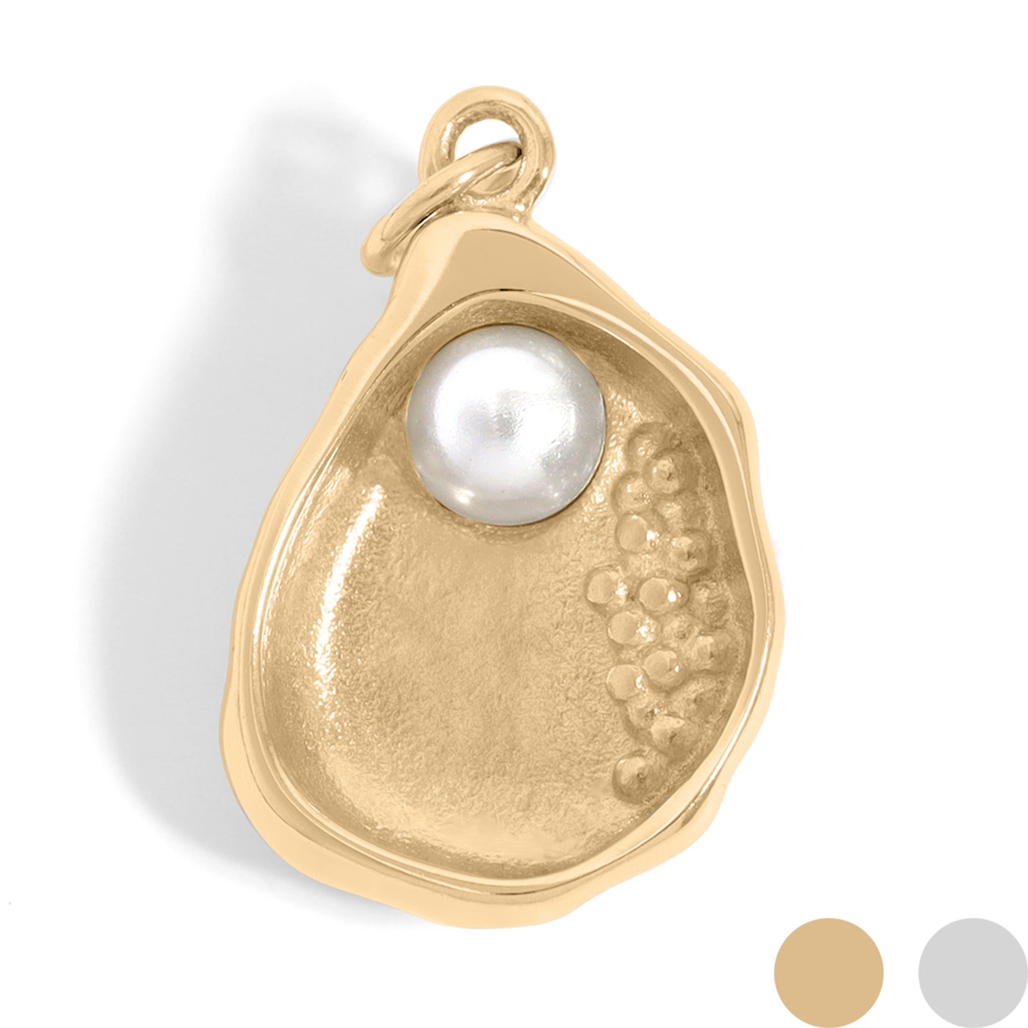18K Gold PVD Stainless Steel Shell Charm with Pearl / PDL0191、mySite、dreamappss