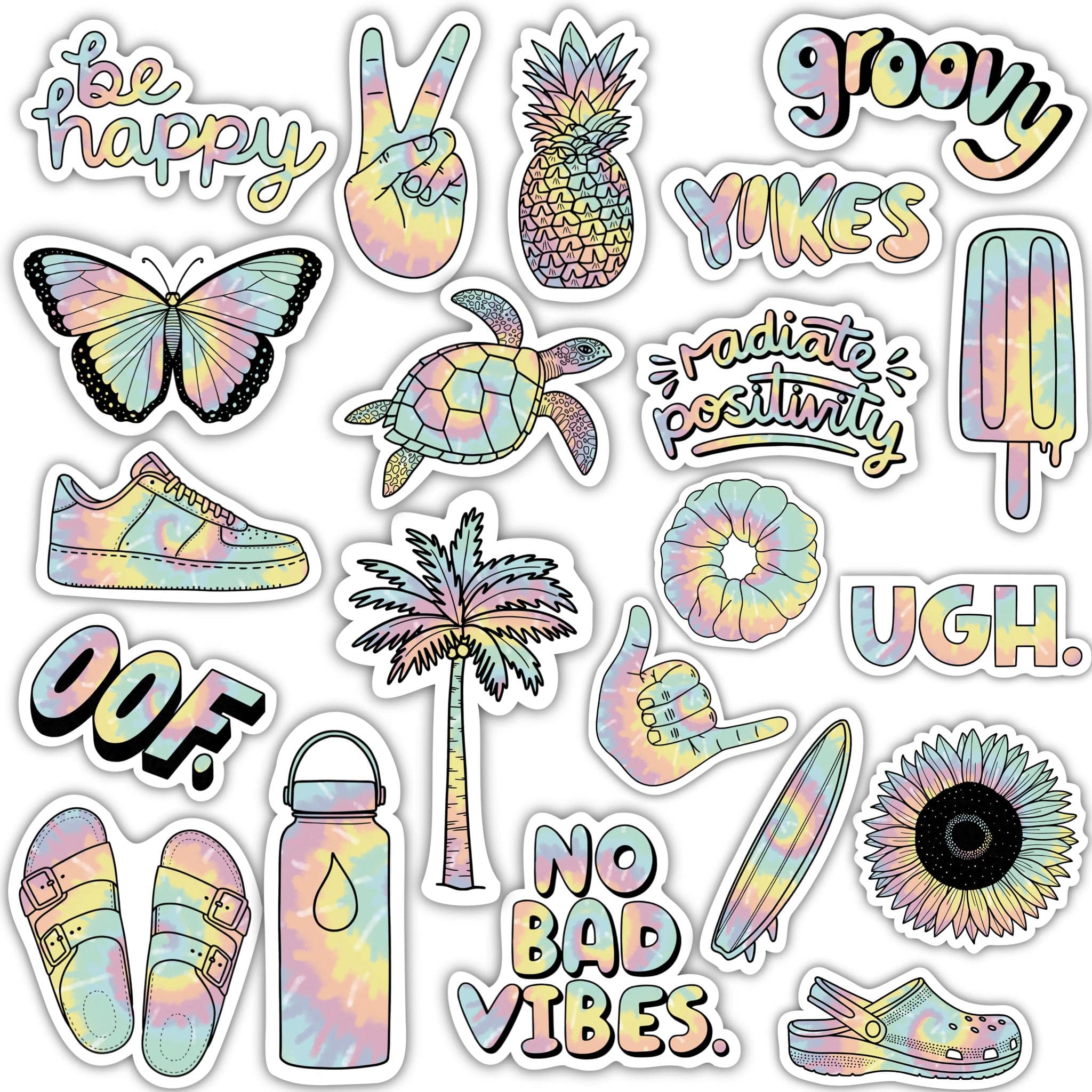  Tie Dye Aesthetic Sticker 21 Pack LARGE 3 x 3、mySite、elrpsem3k