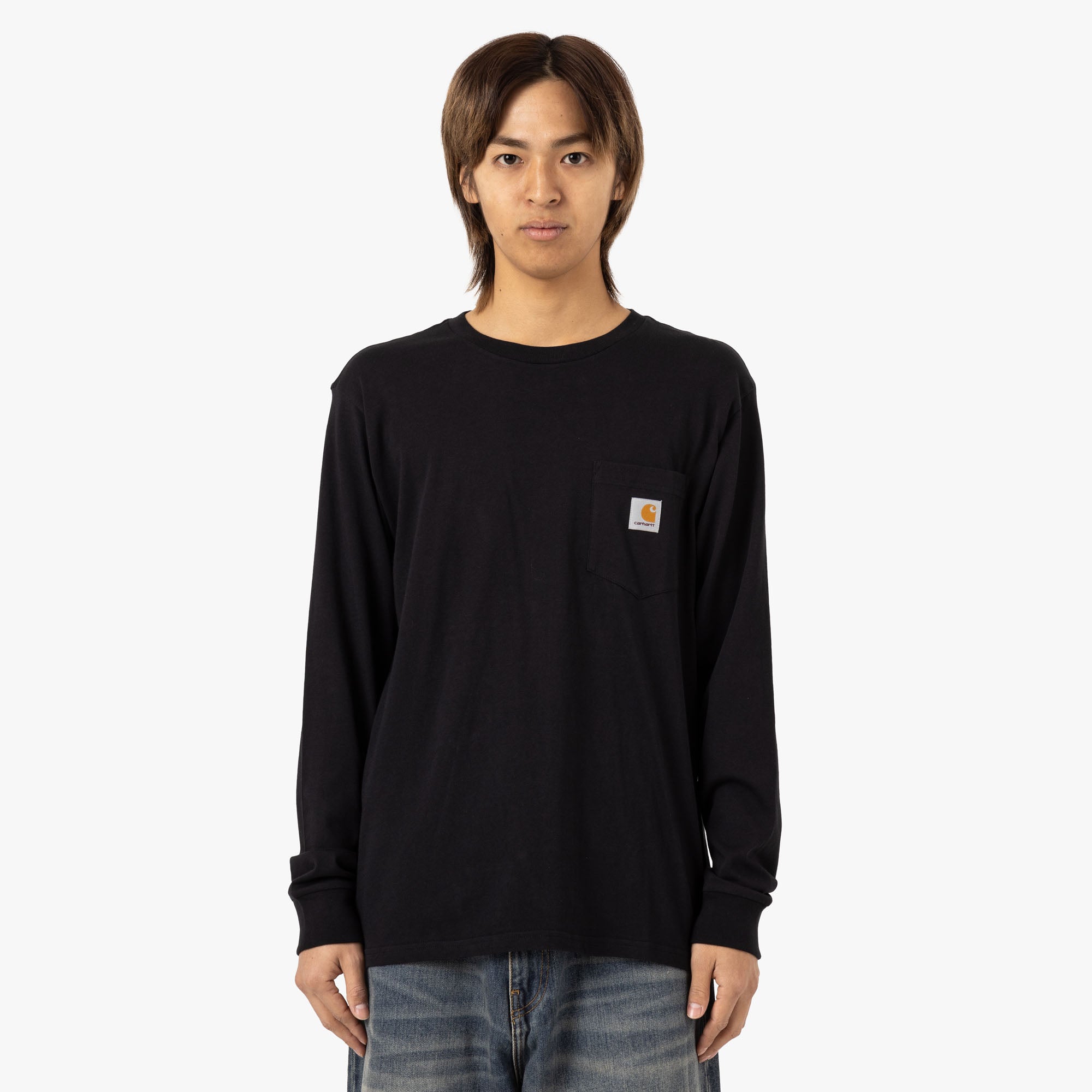  Carhartt WIP L/S Pocket T-Shirt Cotton Single Jersey / Black、mySite、merchandisen