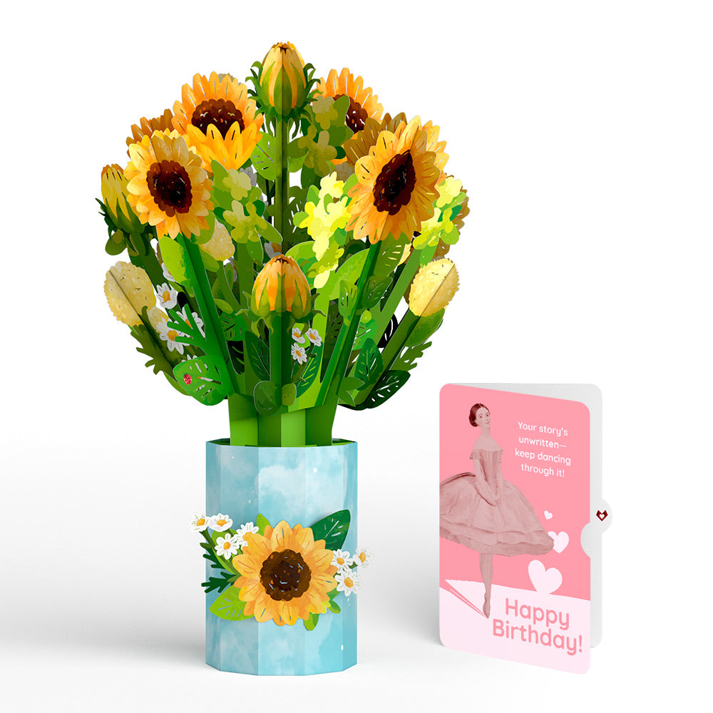 Sunflower Blooms Birthday Bouquet and Dancing Through Life Sentiment Set、mySite、solidvoid