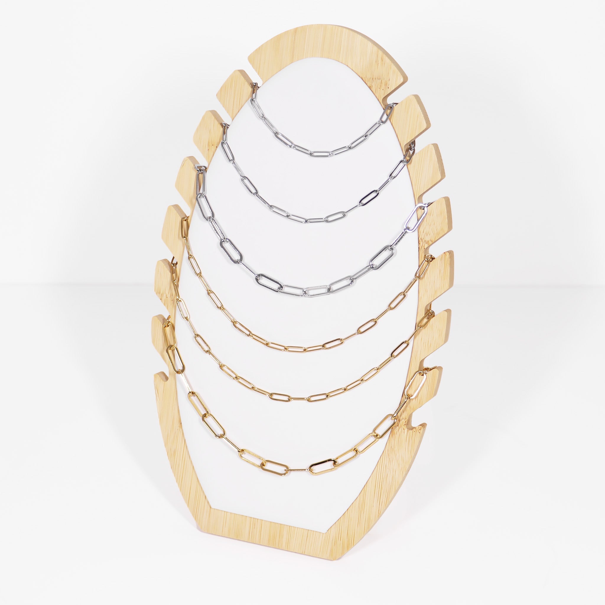Natural Wood & Leather 7 Unit Necklace Display / DSP0026、mySite、dreamappss
