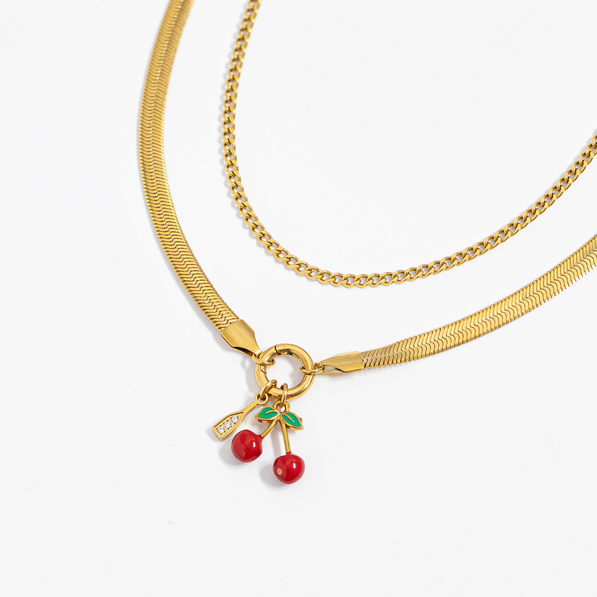 18K Gold PVD Stainless Steel Herringbone Charm Holder Necklace / CHN0101、mySite、dreamappss