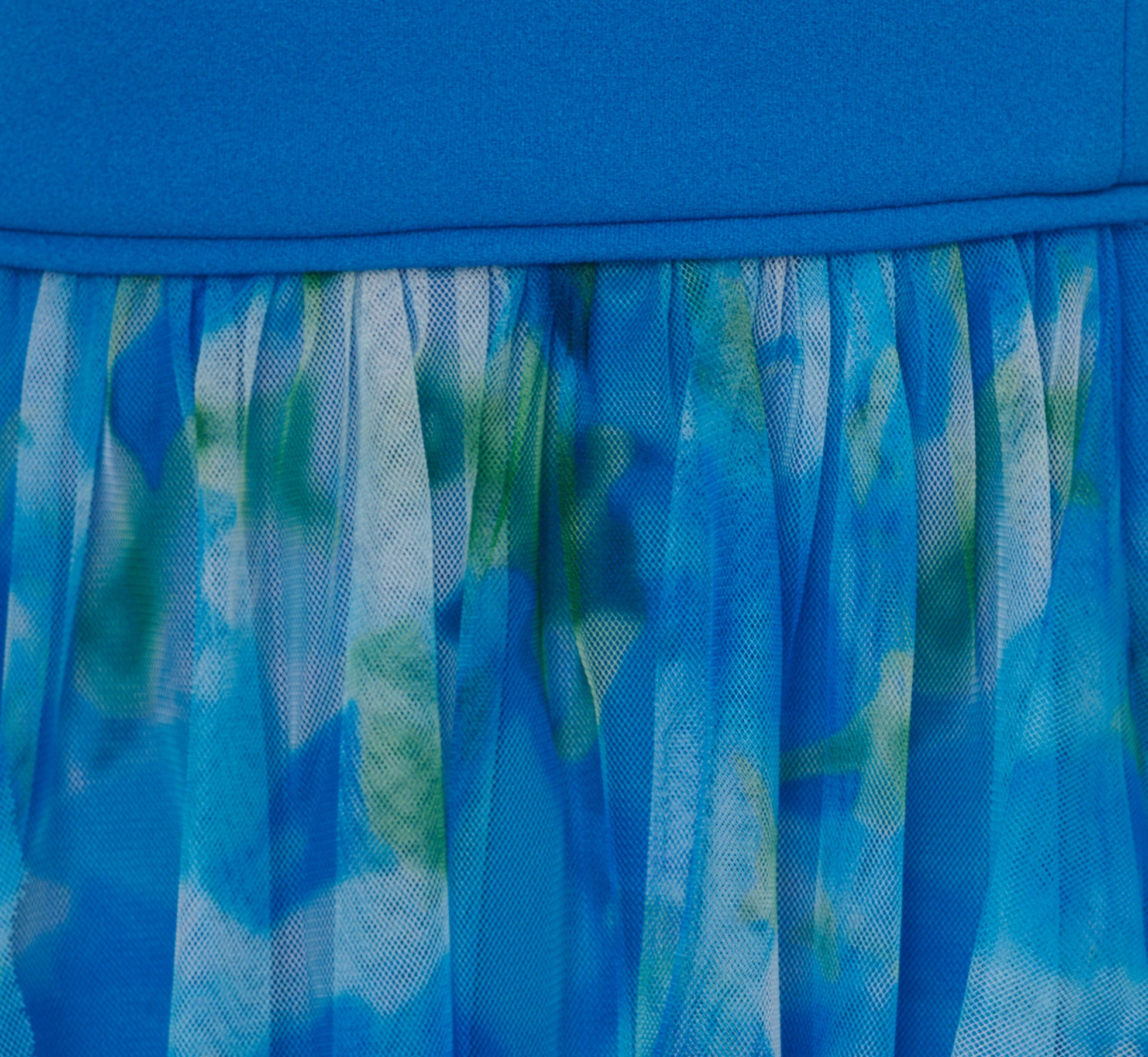 One Shoulder Watercolor Combo Gown In Blue Multi、mySite、solidvoid