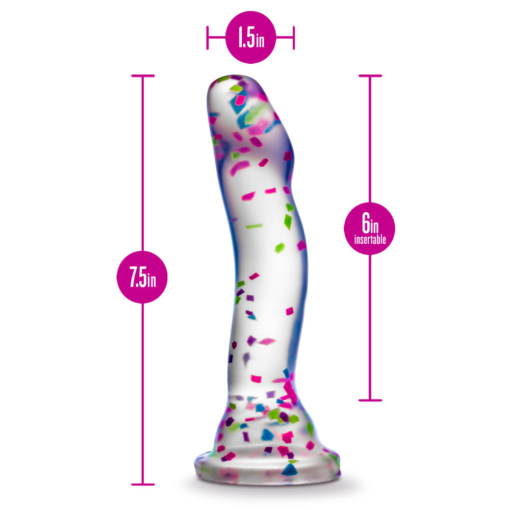Neo Elite By Blush® | Hanky-Panky 7.5 Inch Purio™ Silicone Glow In The Dark Dildo - Clear Dildo With Fun Confetti、mySite、bottomscart