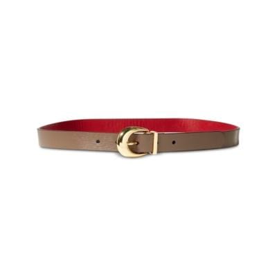Lauren Ralph Lauren Stingray-Embossed Leather Belt - Red - Small、mySite、g9winljtr